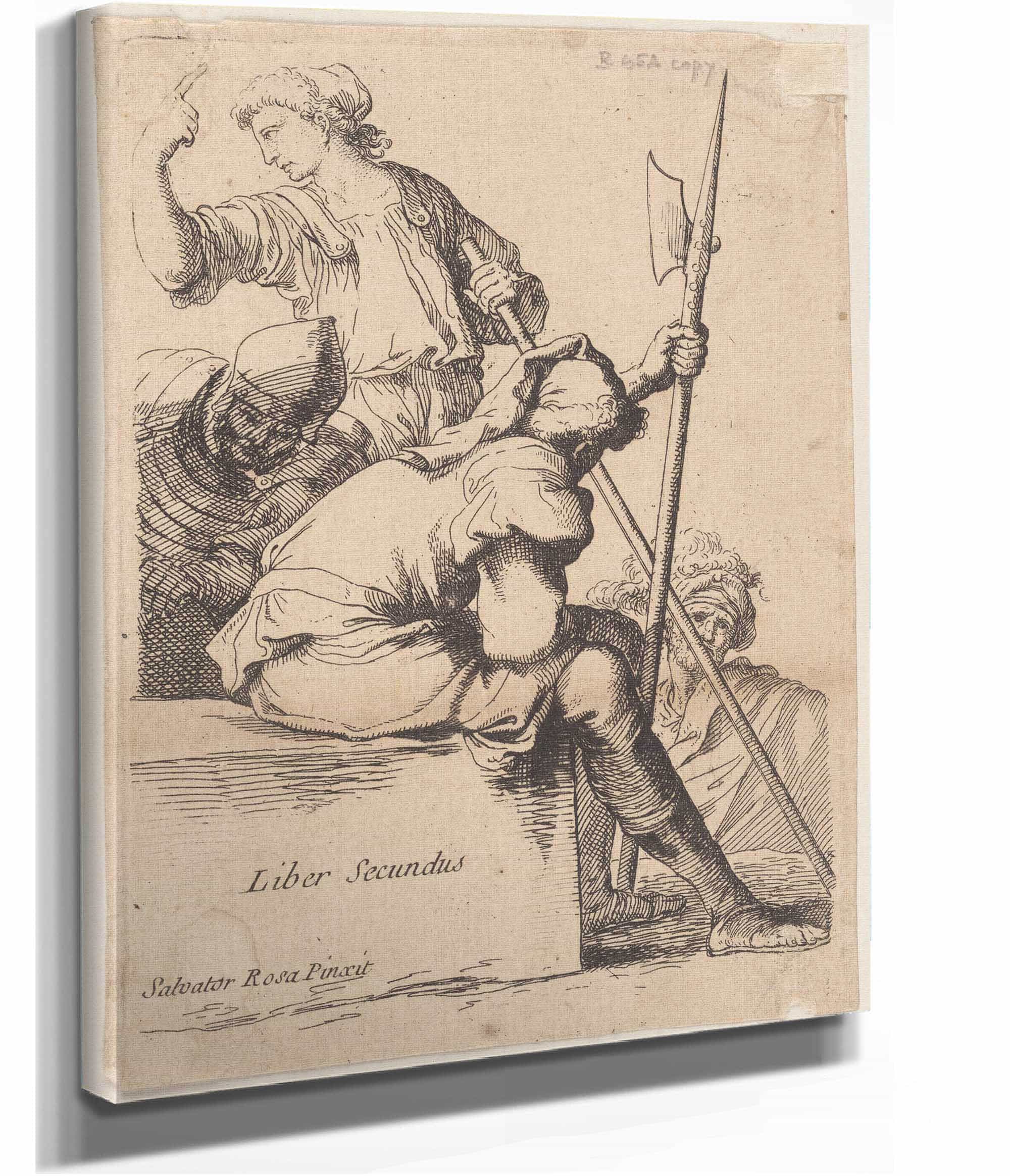 Three Soldiers One Seated On A Square Block Of Stone by Salvator Rosa - Image 3