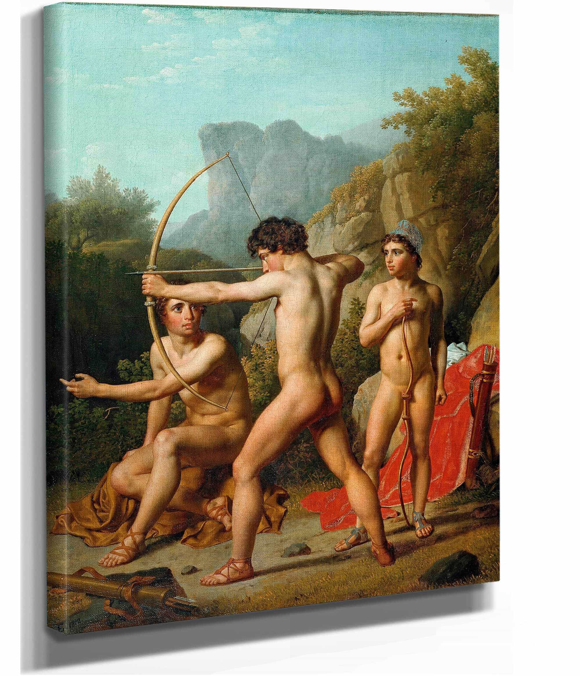 Three Spartan Boys Practising Archery by Christoffer Wilhelm Eckersberg - Image 2