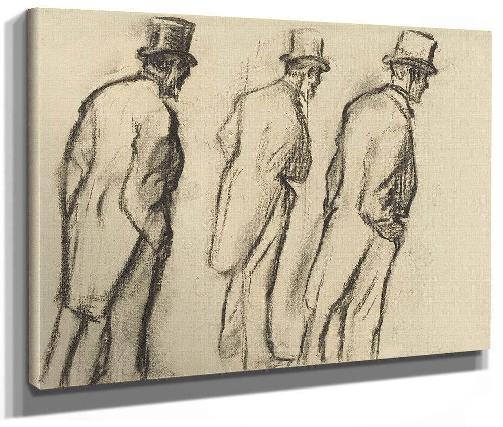 Three Studies Of Ludovic Halevy Standing By Edgar Degas