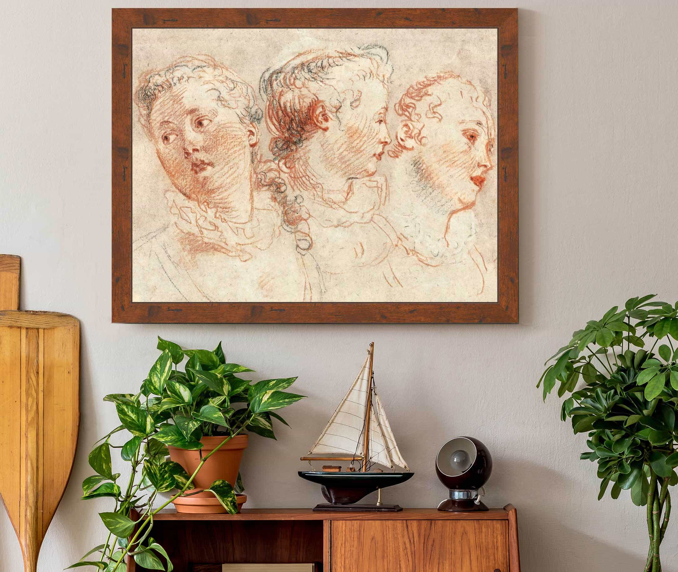 Three Studies Of The Head Of A Woman by Jean Antoine Watteau - Image 3