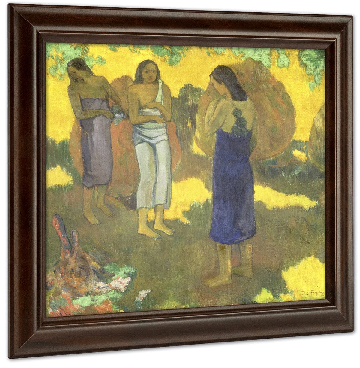 Three Tahitian Women Against A Yellow Background By Eugene Henri Paul Gauguin - Image 4