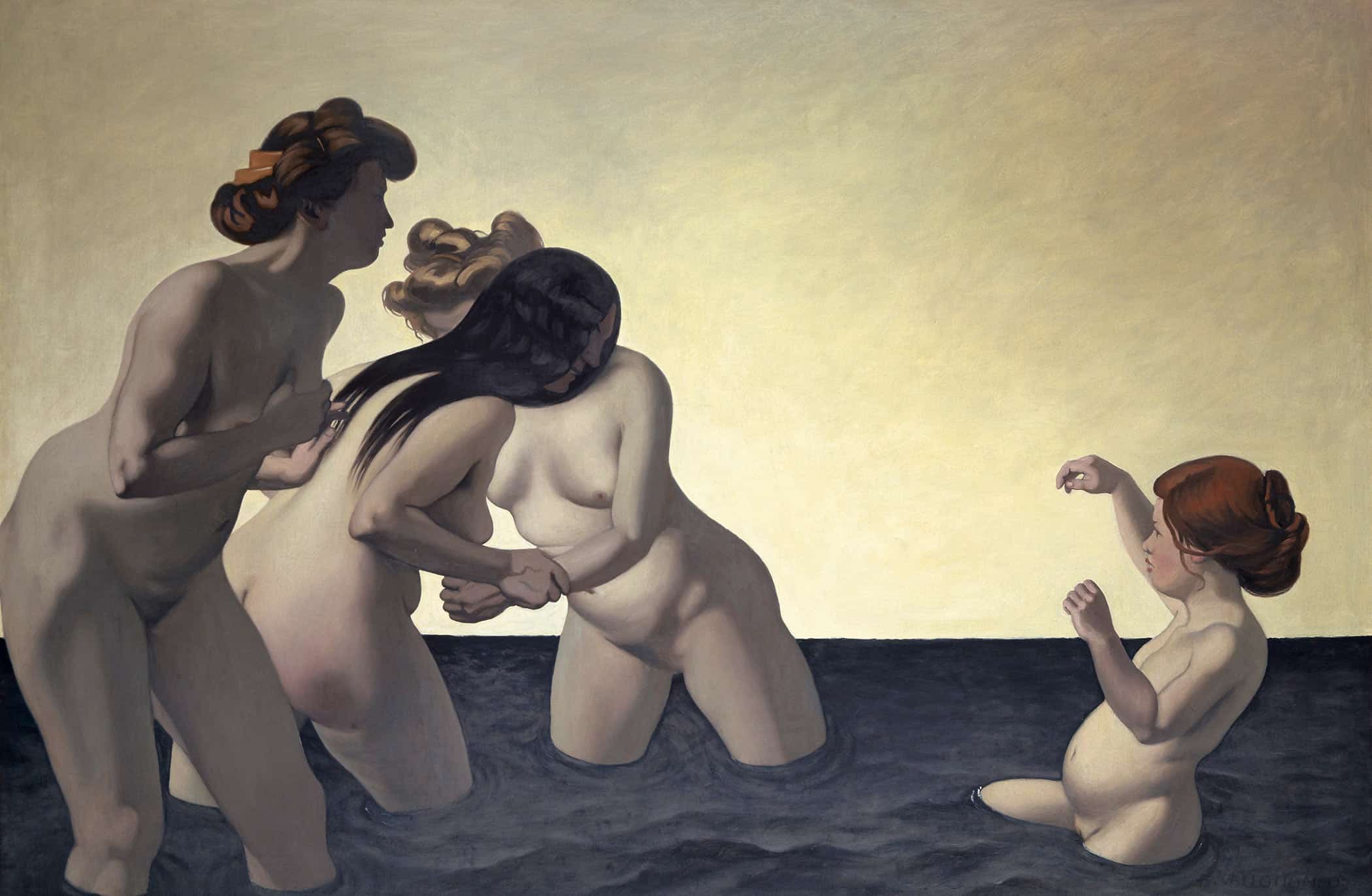 Three Women And One Little Girl Playing In The Water by Felix Vallotton - Image 2