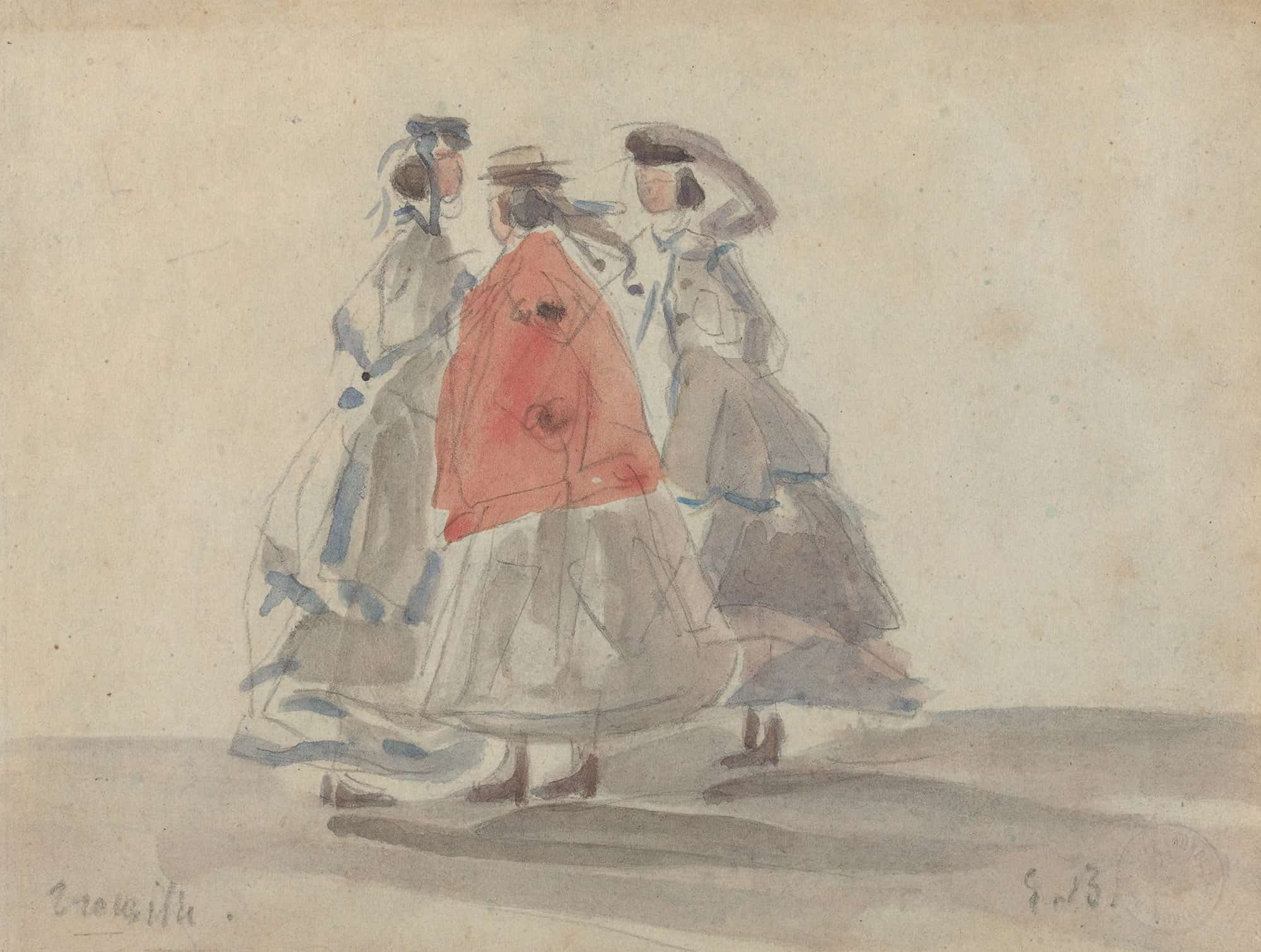 Three Women At Trouville by Eugene Boudin - Image 2