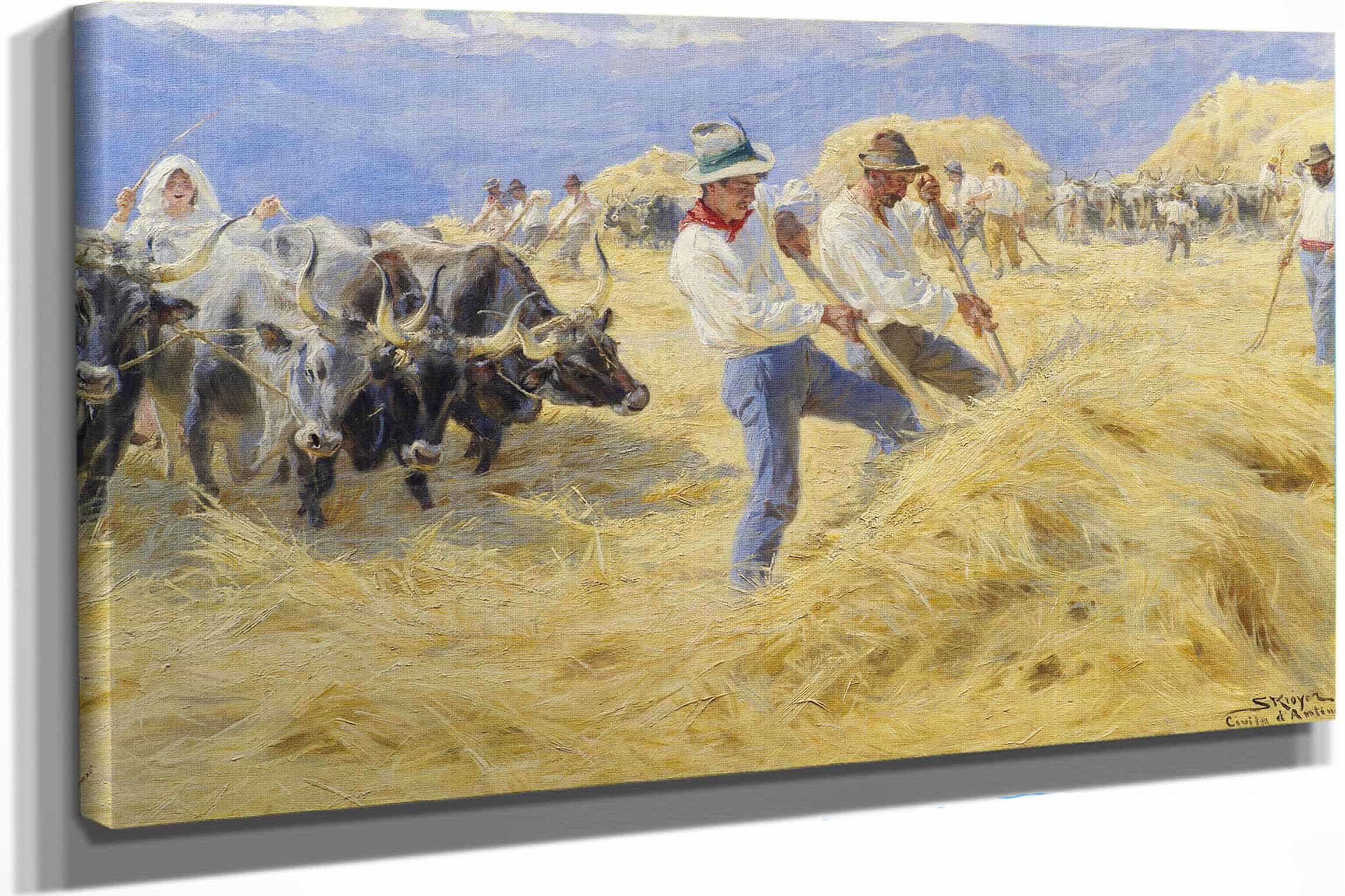 Threshing In The Abruzzi Civita Dantino by Peder Severin Kroyer