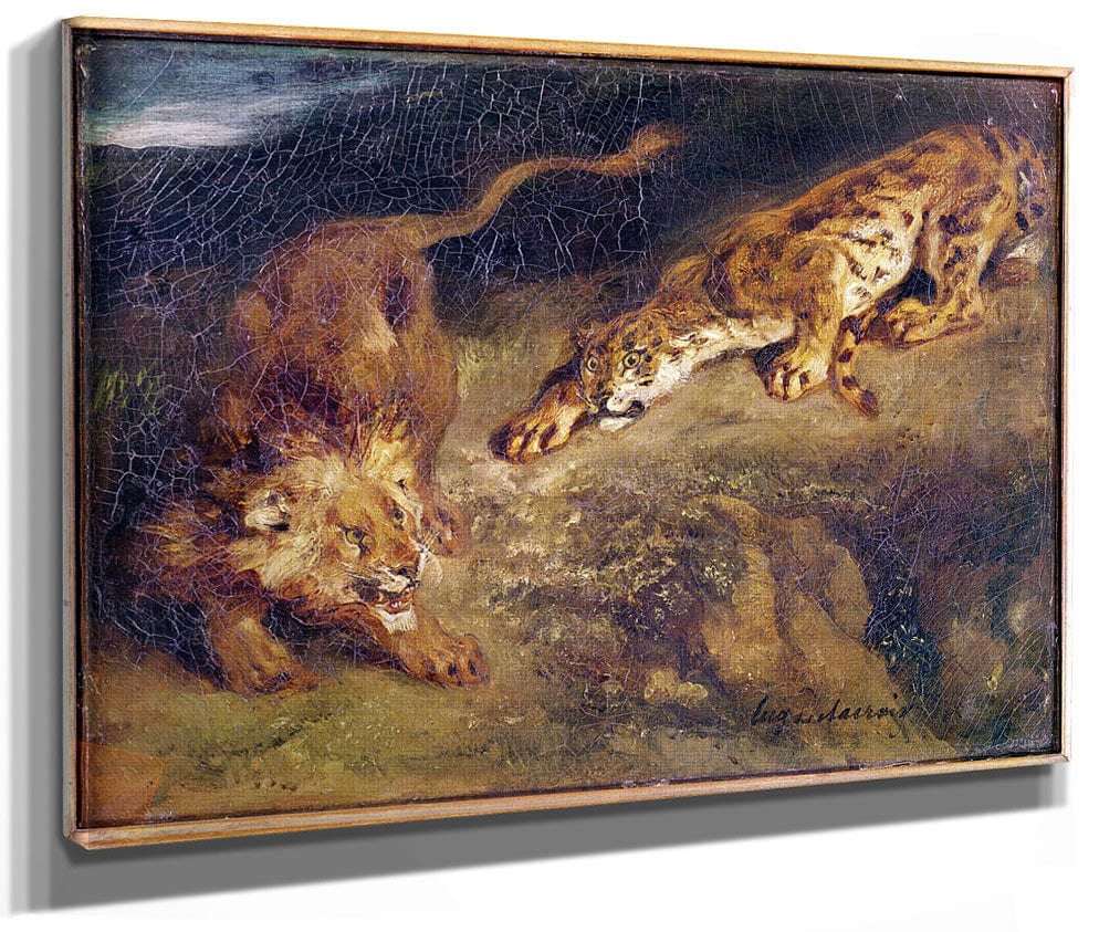 Tiger And Lion By Ferdinand Victor Eugene Delacroix