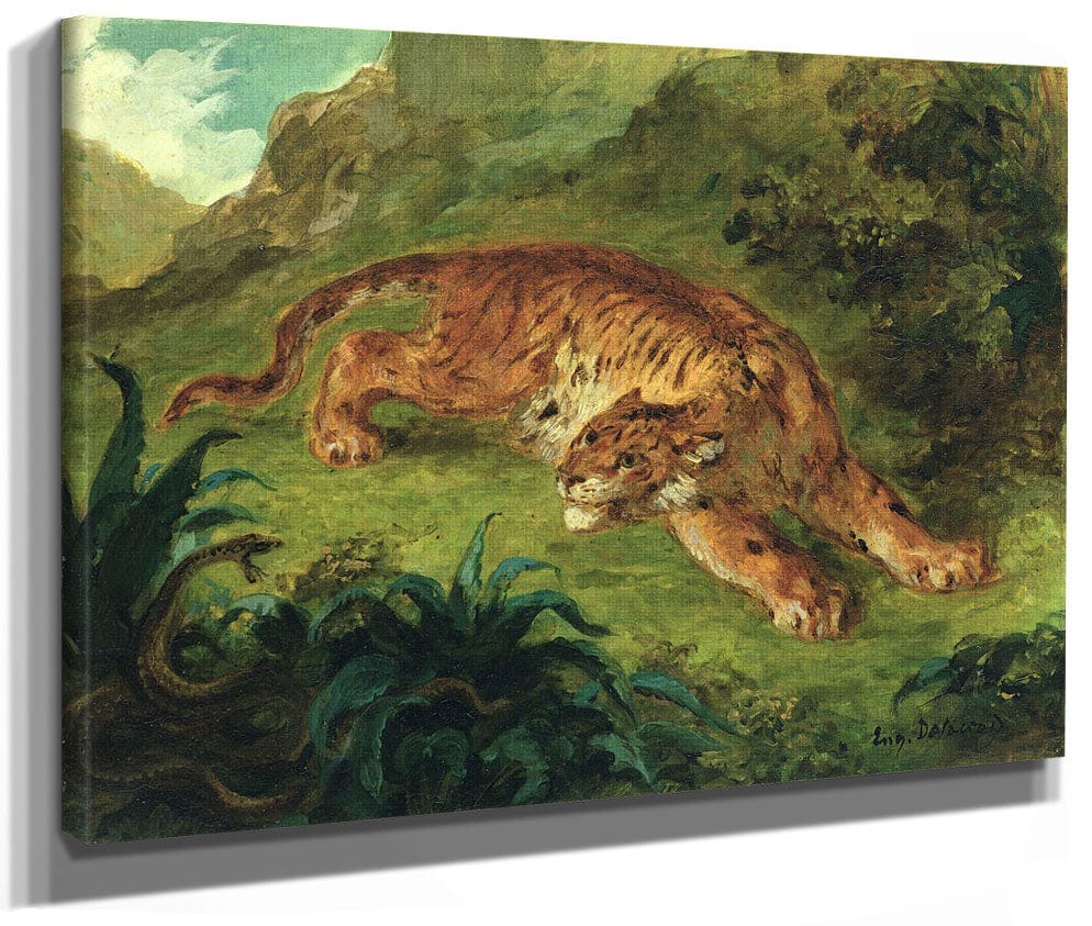 Tiger And Snake By Ferdinand Victor Eugene Delacroix