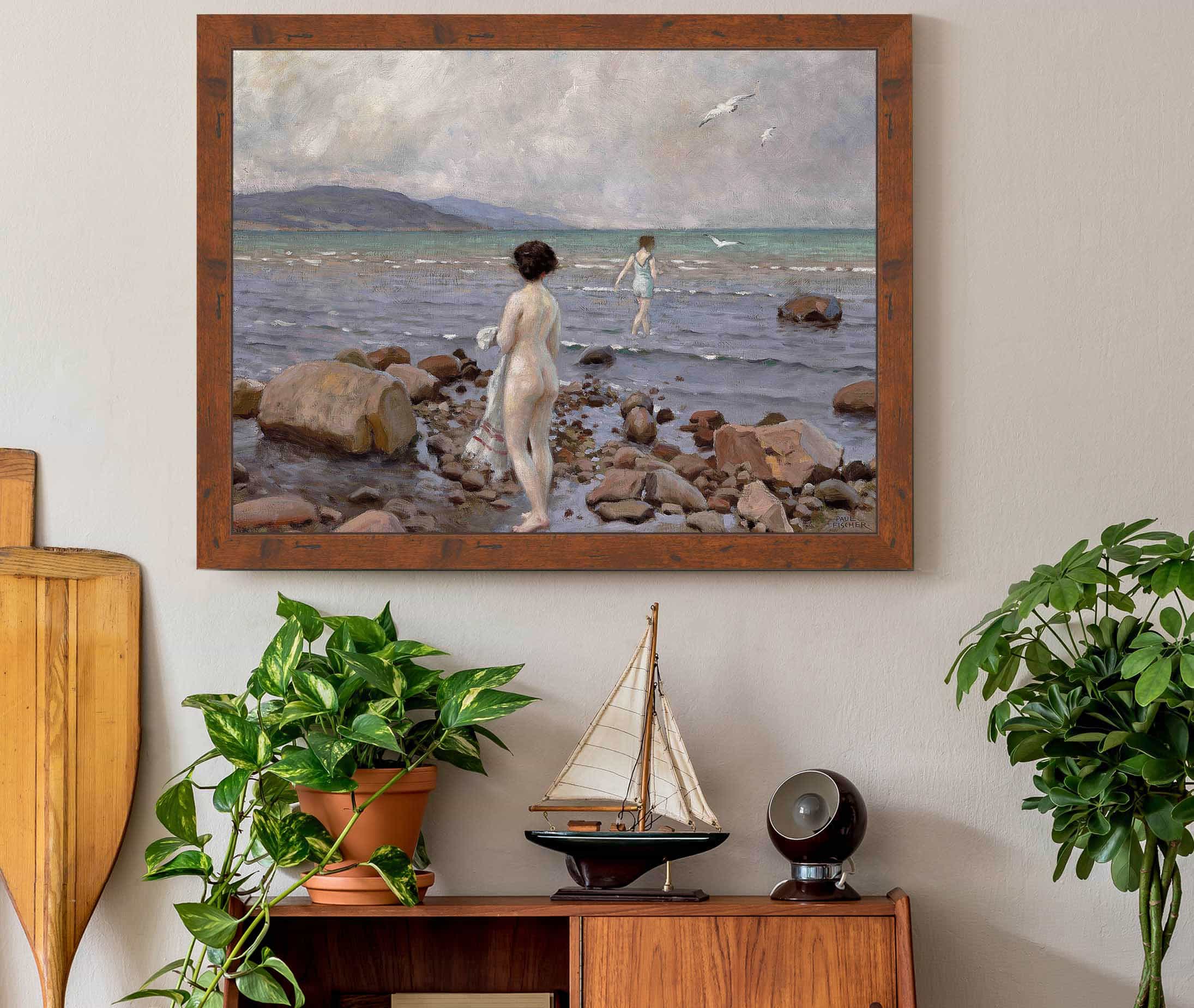To Badepiger Pa En Stenet Strand by Paul Fischer - Image 3