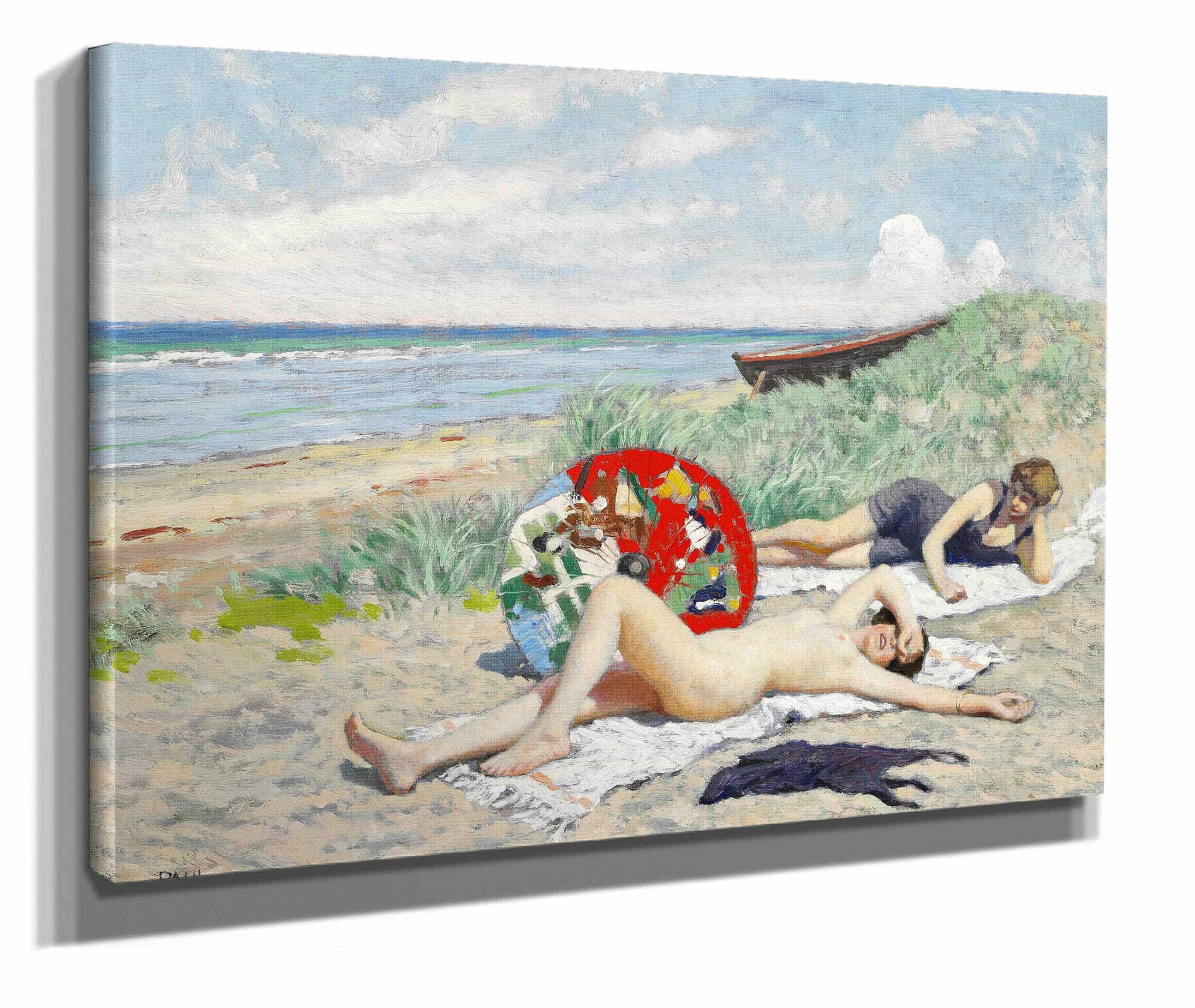 To Piger Og En Japansk Parasol Pa Hornbaek Strand by Paul Fischer - Image 2