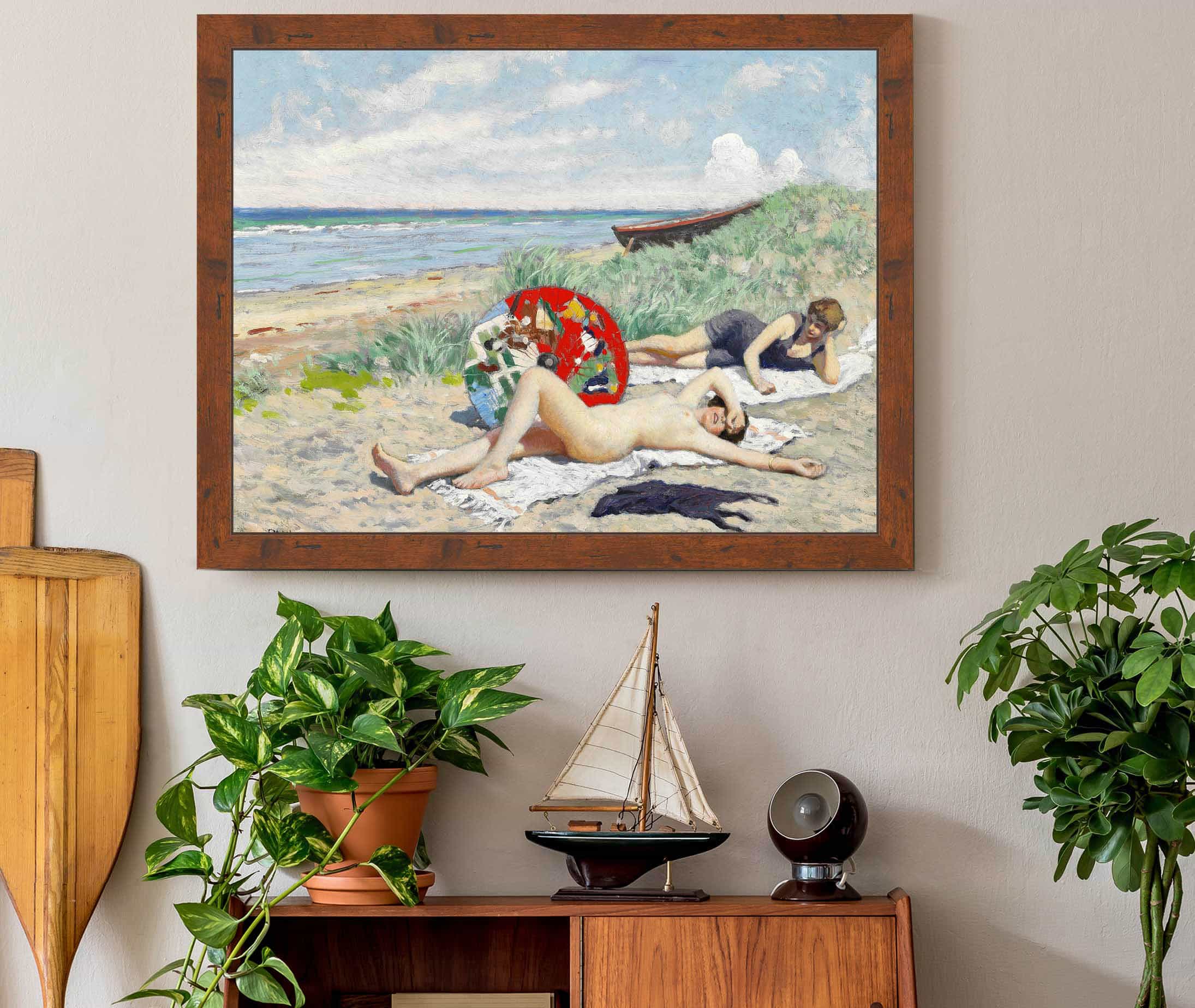 To Piger Og En Japansk Parasol Pa Hornbaek Strand by Paul Fischer - Image 3