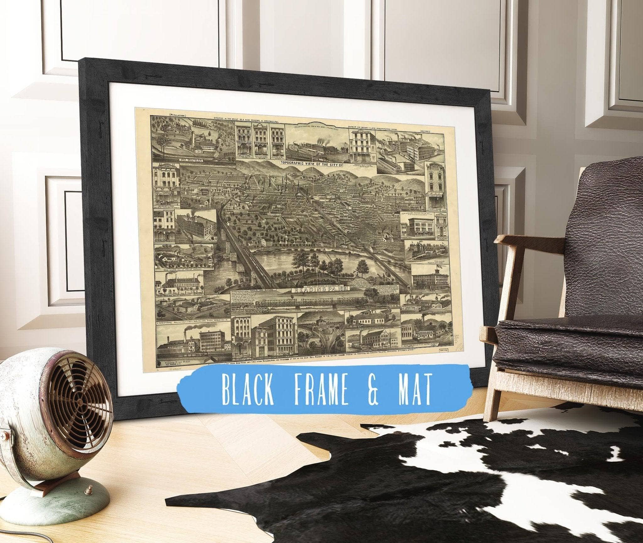 Topographic View Of The City Of Reading Pa 1881 State of Pennsylvania - Image 3