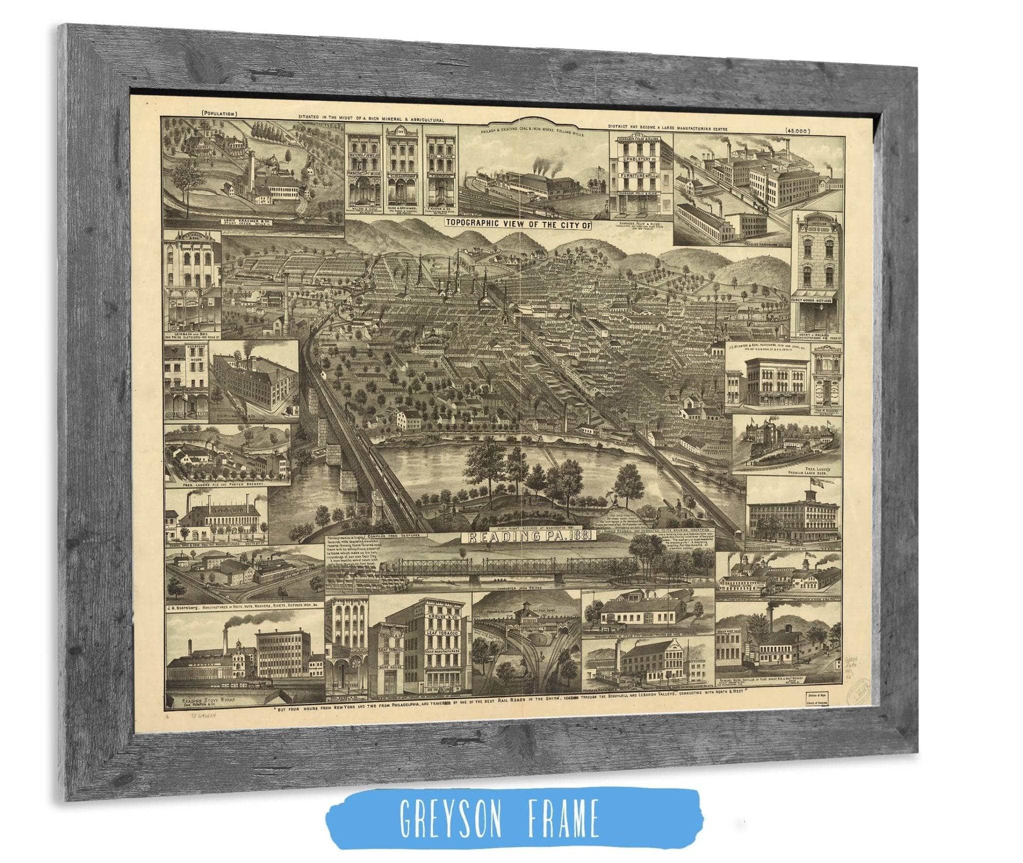 Topographic View Of The City Of Reading Pa 1881 State of Pennsylvania - Image 6