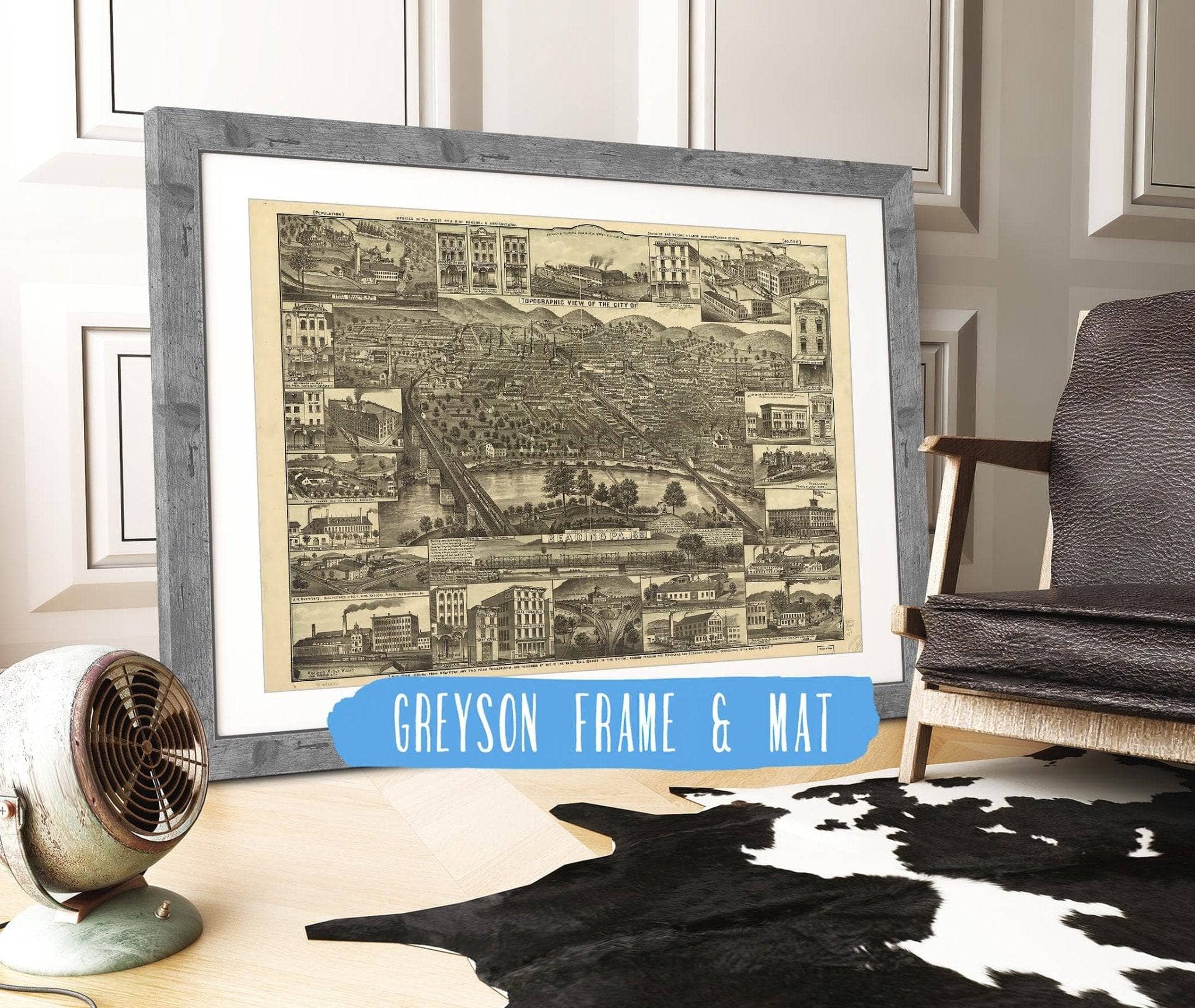Topographic View Of The City Of Reading Pa 1881 State of Pennsylvania - Image 7