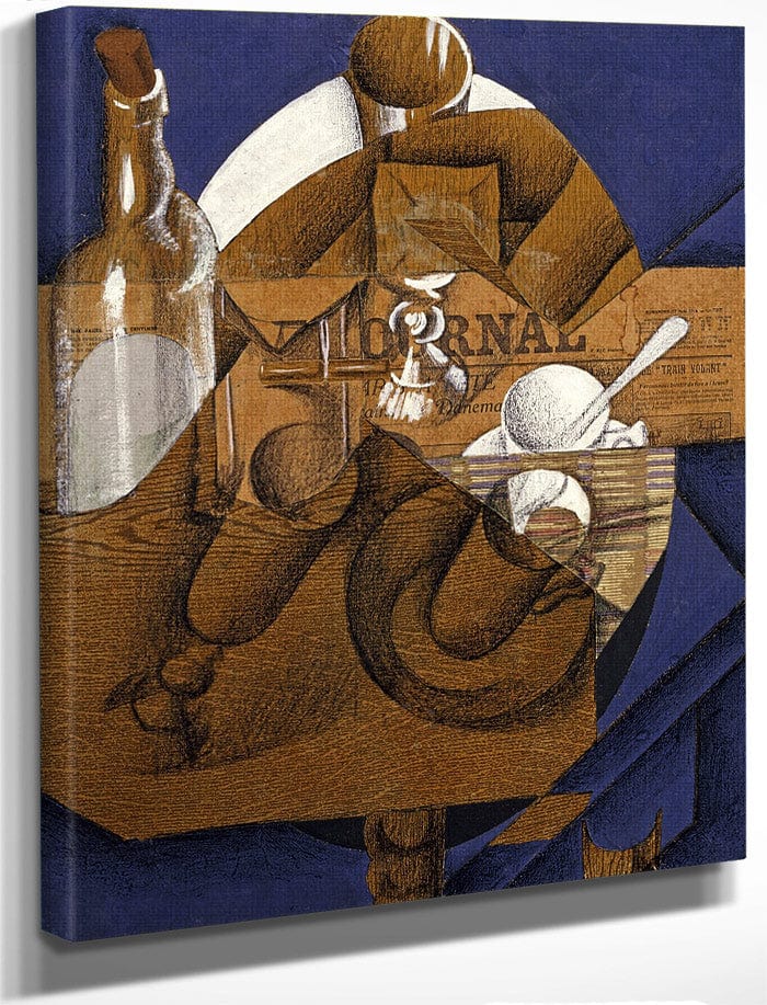Trasse Verres Et Bouteille (Le Journal) By Juan Gris
