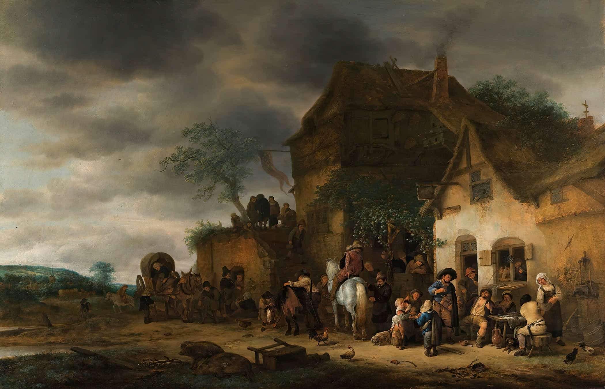 Travellers Halted At A Country Inn By Adriaen Van Ostade - Image 2