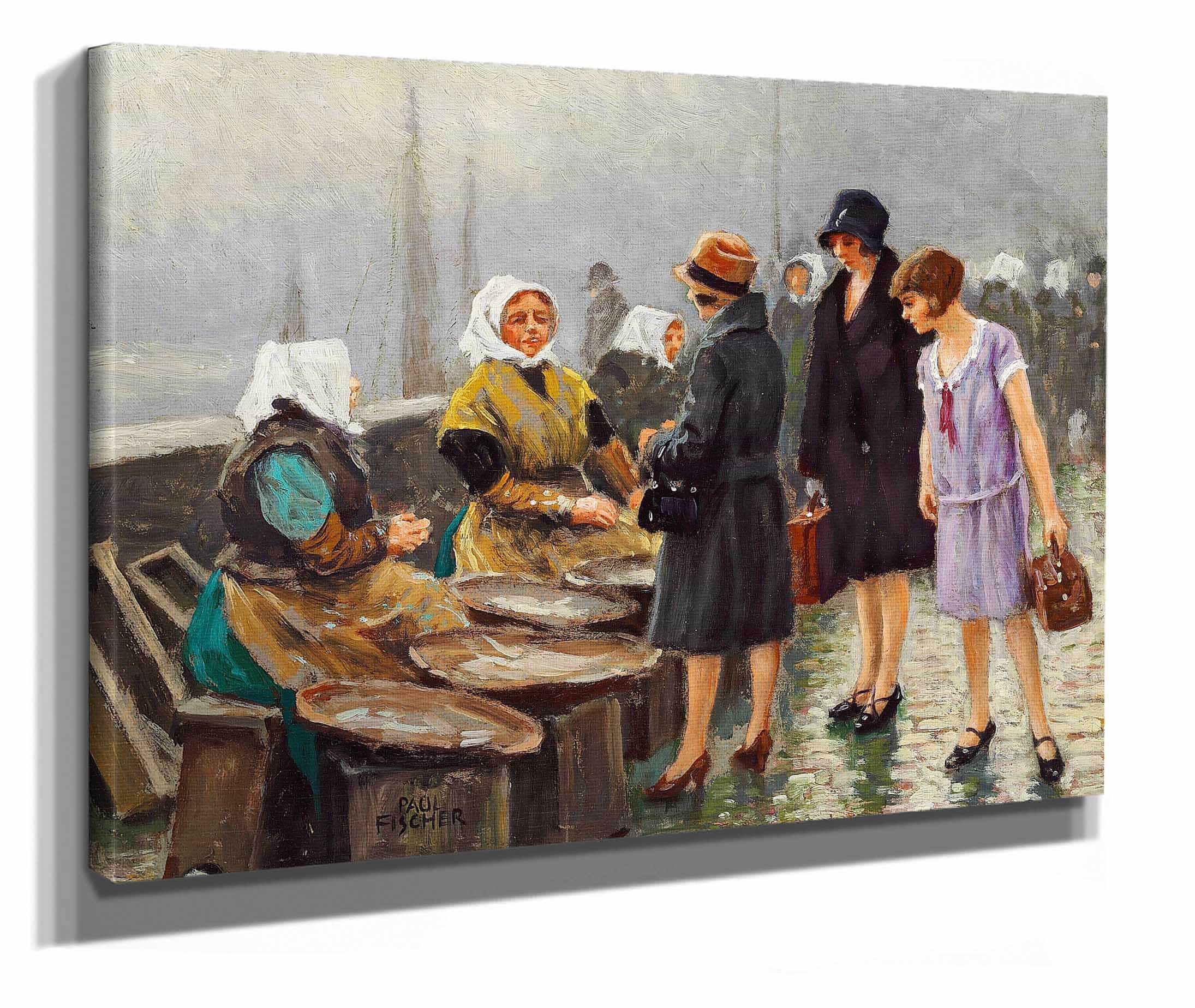 Tre Unge Damer Kober Friske Fisk Pa Gammel Strand by Paul Fischer - Image 2