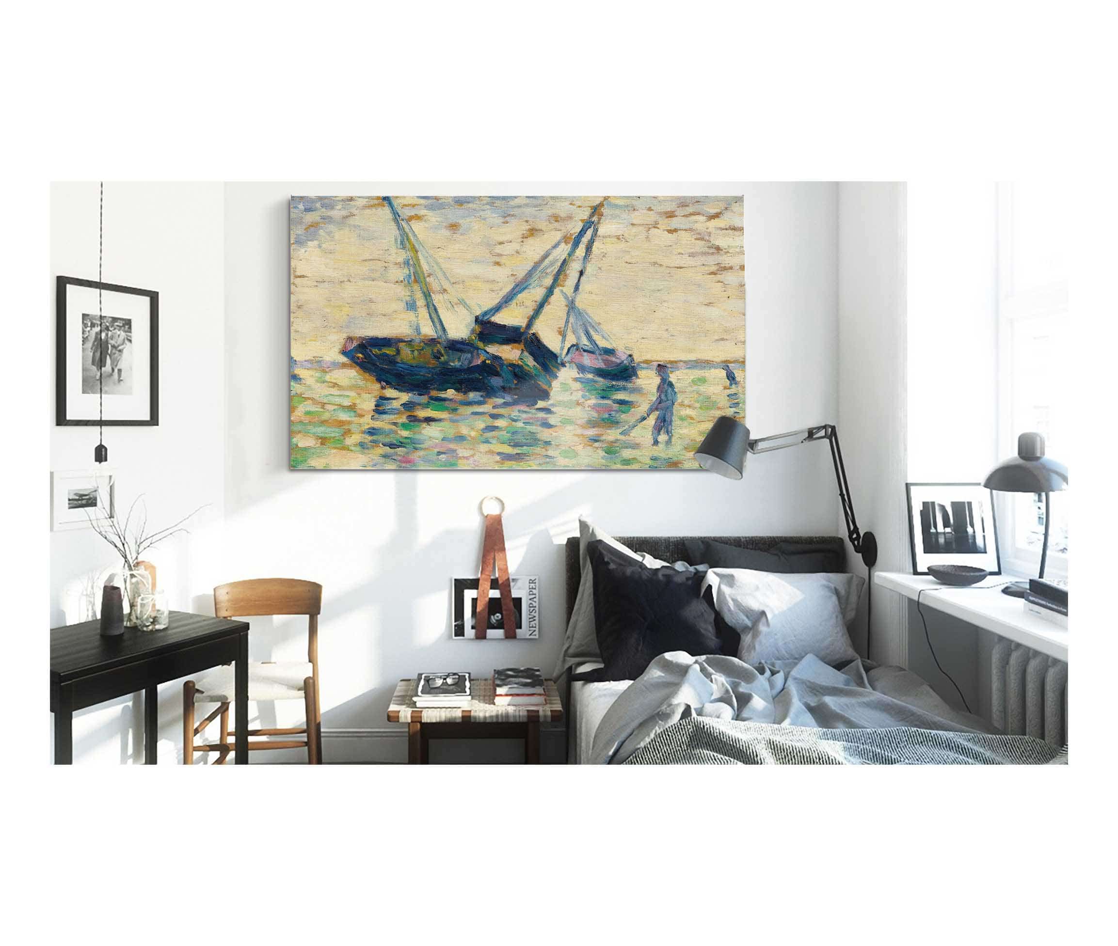 Trois Bateaux Et Un Marin Etude Pour Lechouage A Grandcamp by Georges Seurat - Image 3