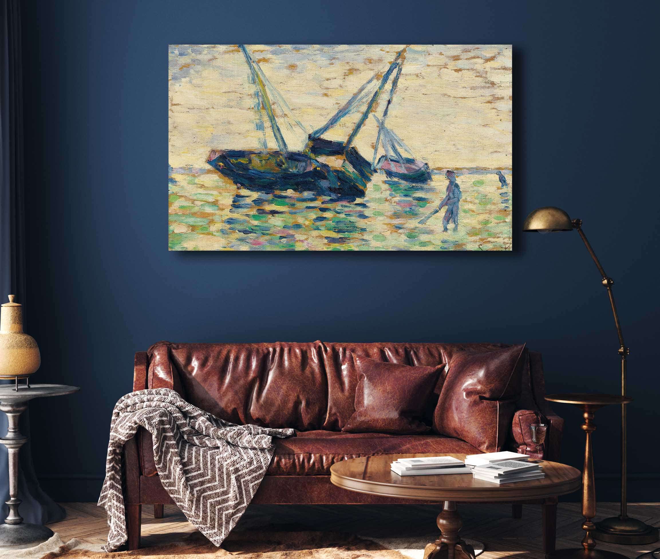 Trois Bateaux Et Un Marin Etude Pour Lechouage A Grandcamp by Georges Seurat - Image 4