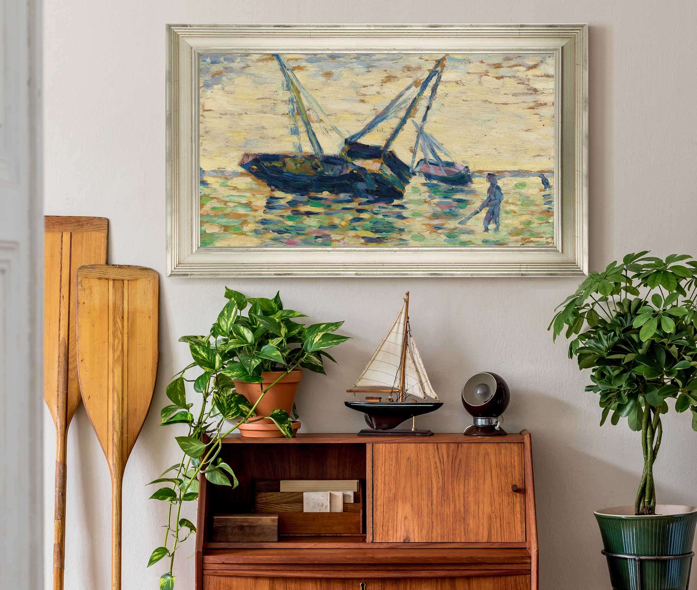 Trois Bateaux Et Un Marin Etude Pour Lechouage A Grandcamp by Georges Seurat - Image 6