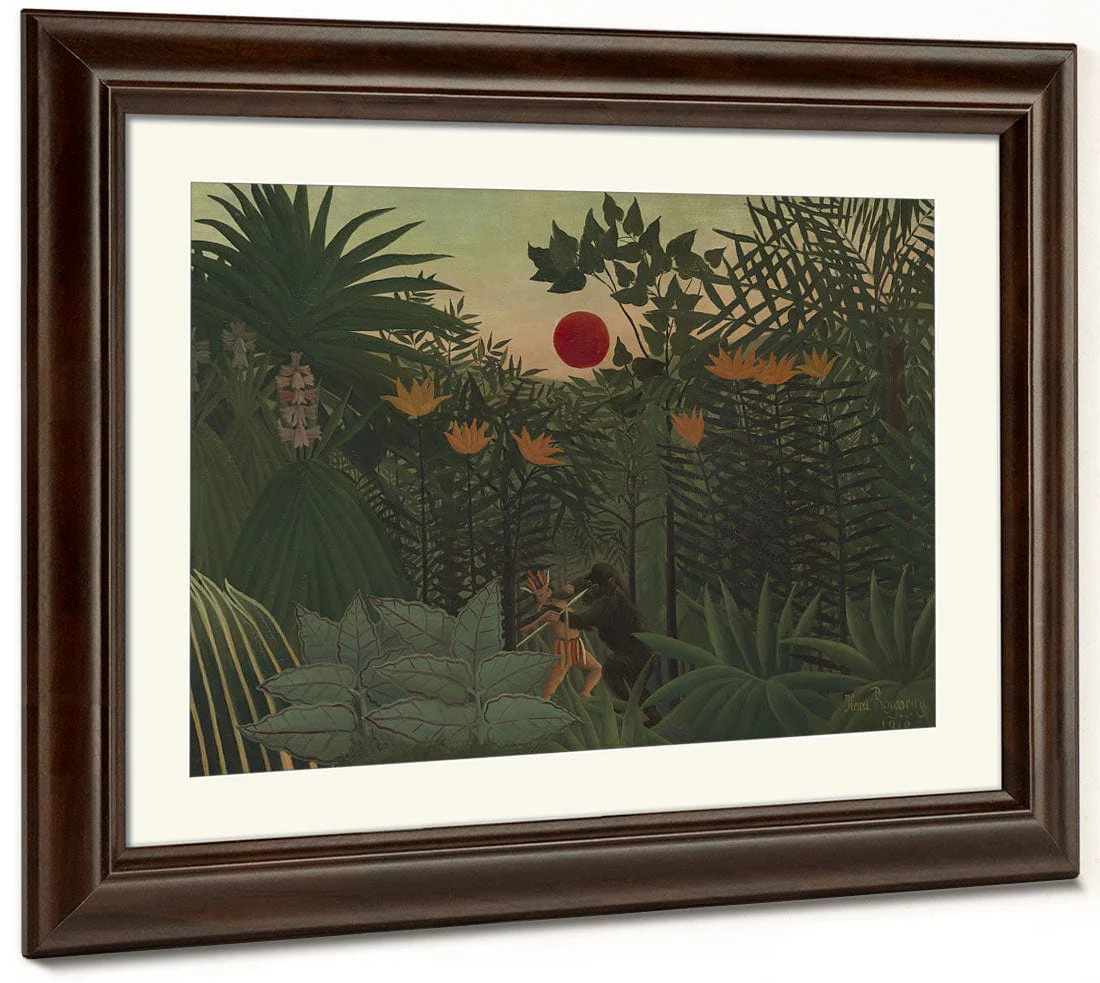 Tropical Landscape An American Indian Struggling With A Gorilla By Henri Julien Felix Rousseau - Image 5