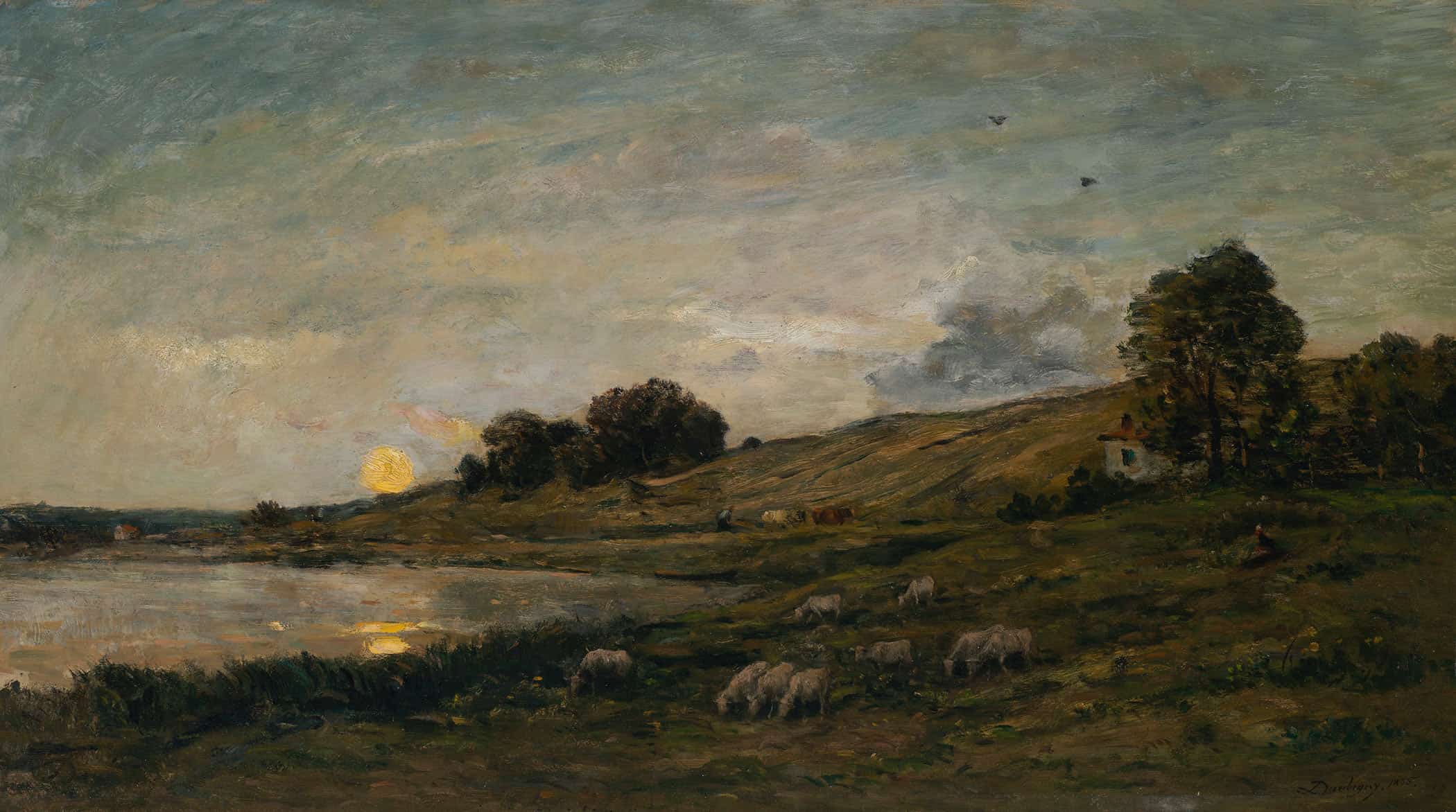 Troupeau De Moutons Au Bord De La Riviere by Charles Francois Daubigny - Image 2