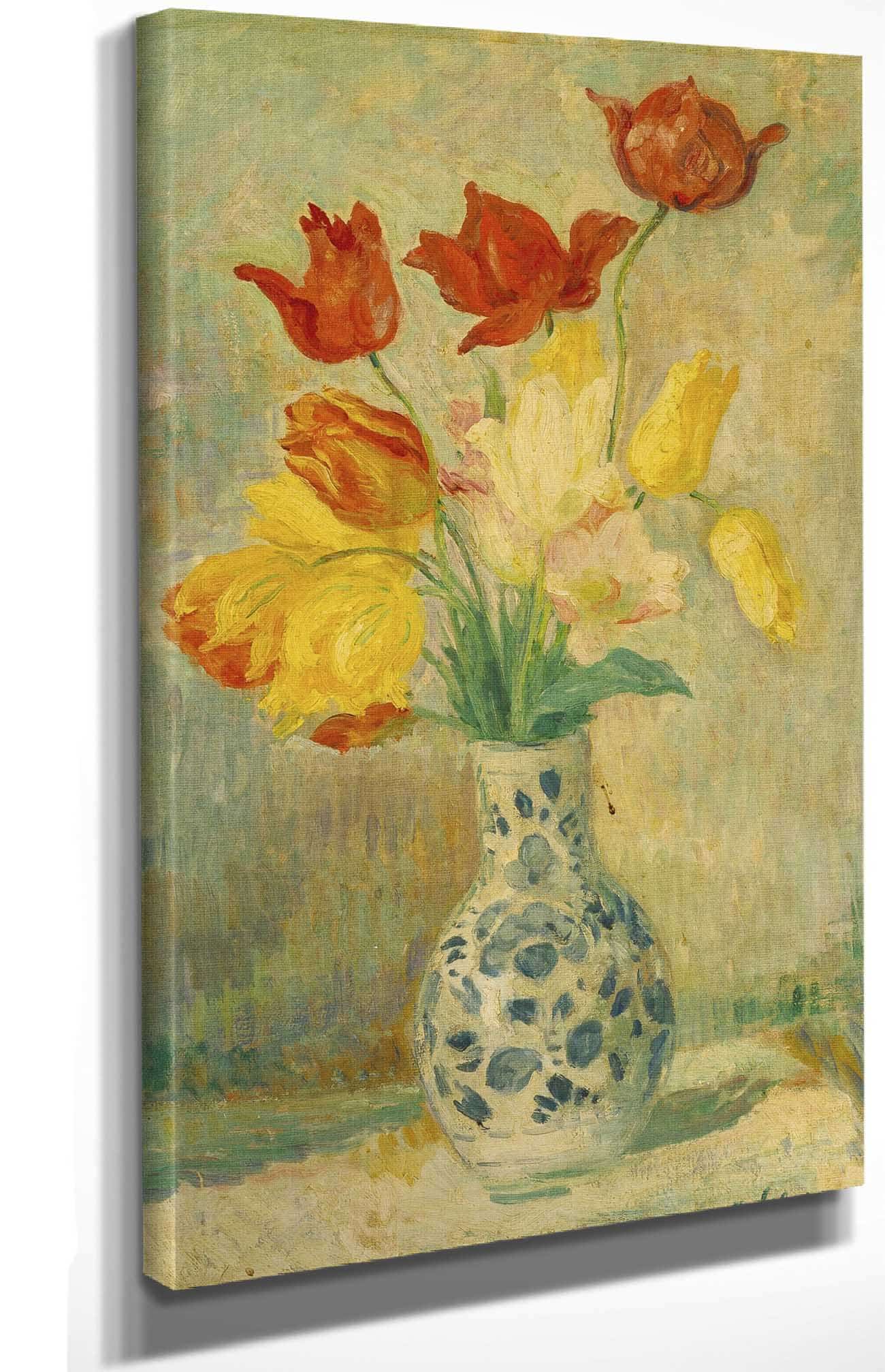Tulips In A Delftware Vase by Henri Lebasque - Image 4