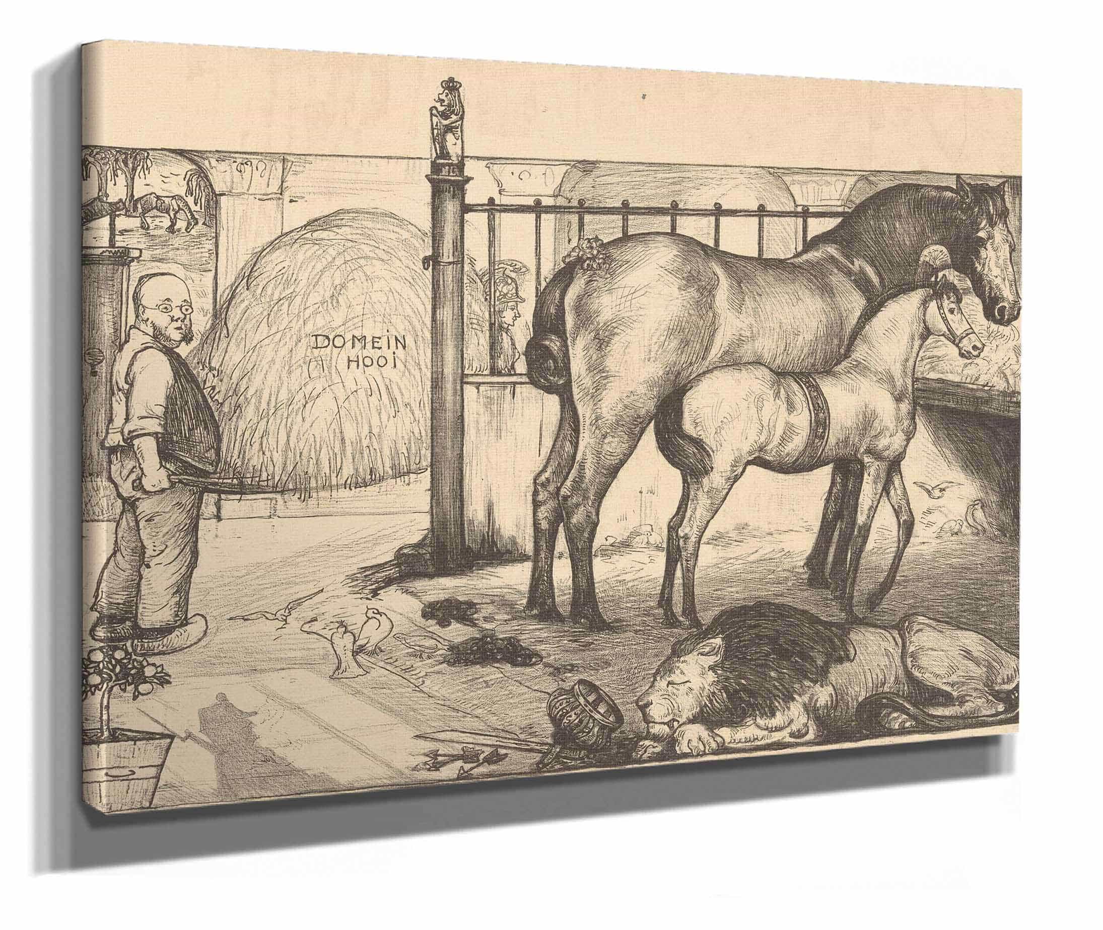 Twee Paarden Bij Een Hooiruif In Een Stal by Richard Nicolaus Roland Holst - Image 2