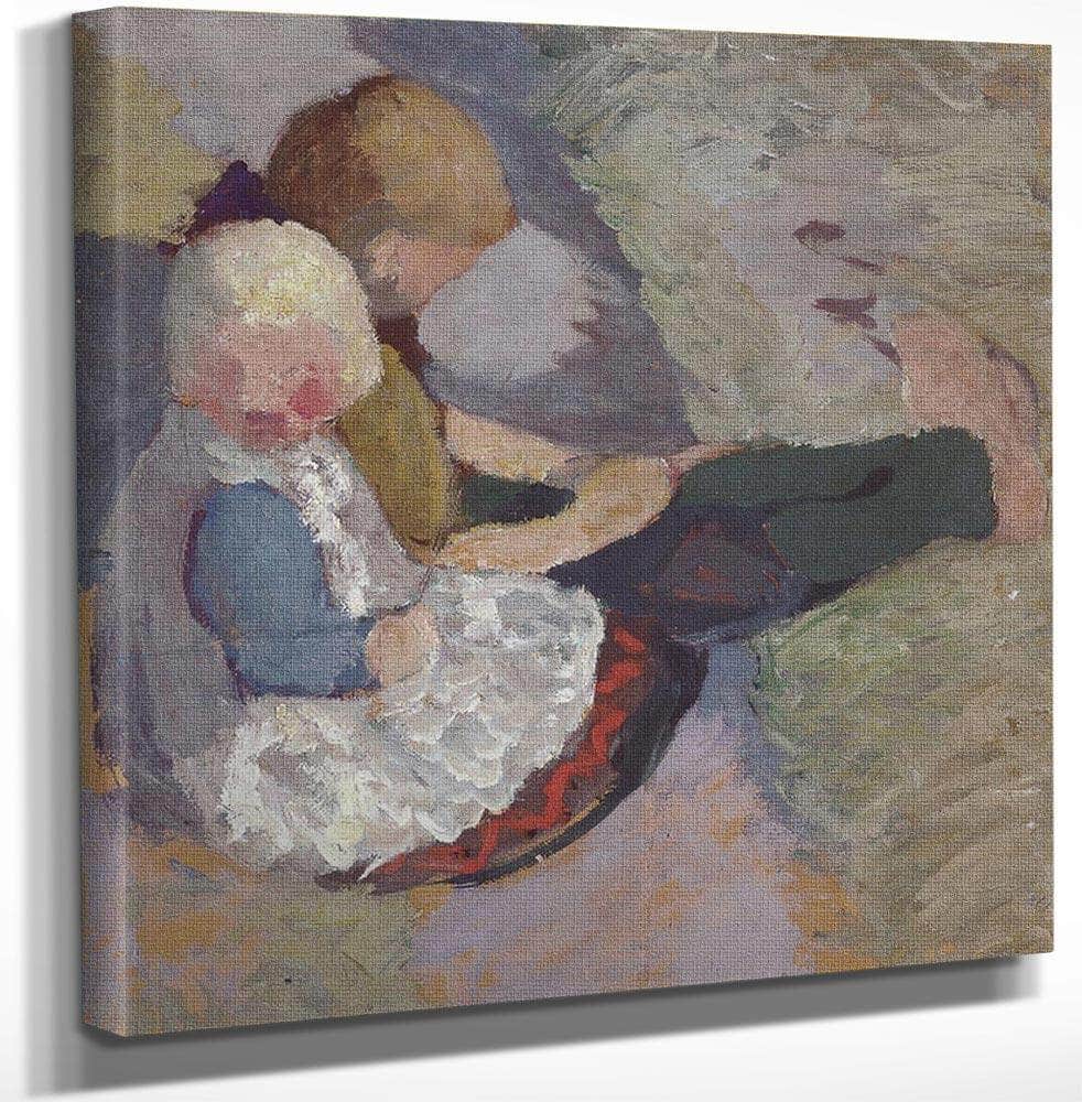 Two Children Sitting On A Meadow By Paula Modersohn Becker - Image 3