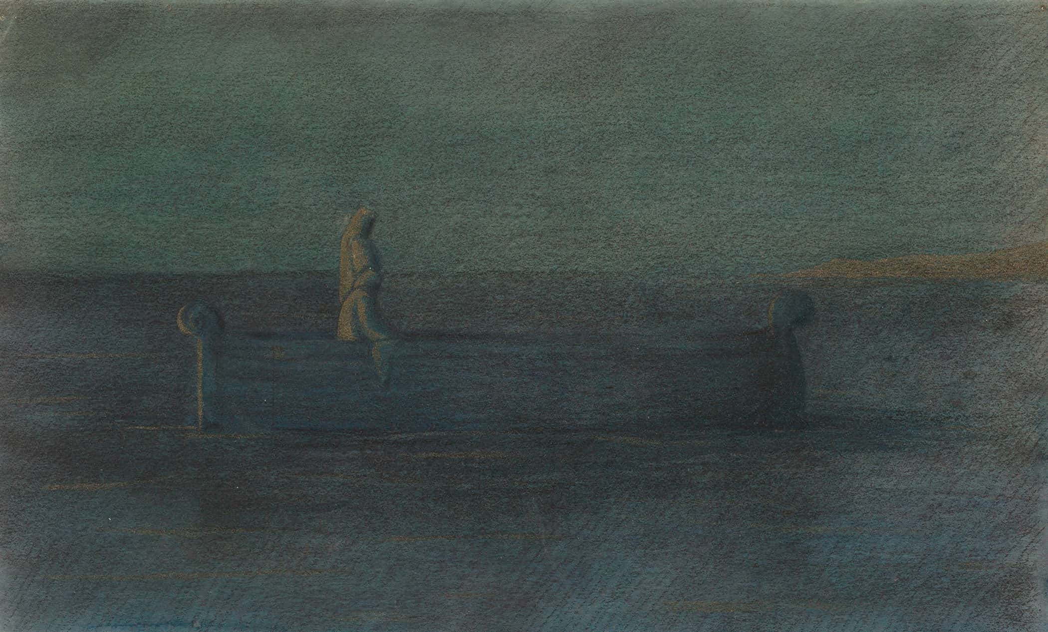 Two Cloaked Figures In A Boat   by Herbert Crowley - Image 2