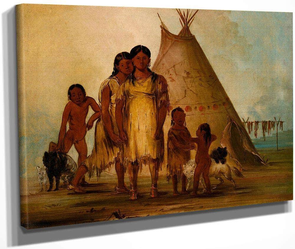 Two Comanche Girls By George Catlin