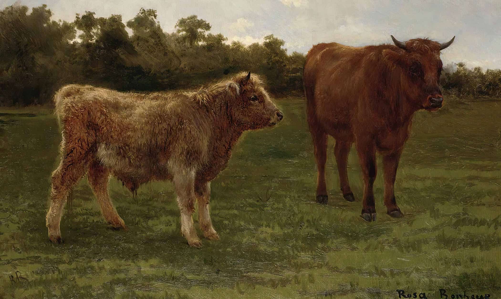 Two Cows Grazing by Rosa Bonheur - Image 2