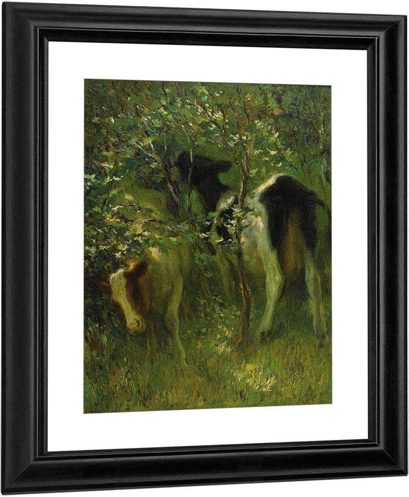 Two Cows In Flowering Bushes 1913 By Francis Luis Mora - Image 3