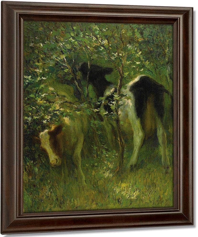 Two Cows In Flowering Bushes 1913 By Francis Luis Mora - Image 5