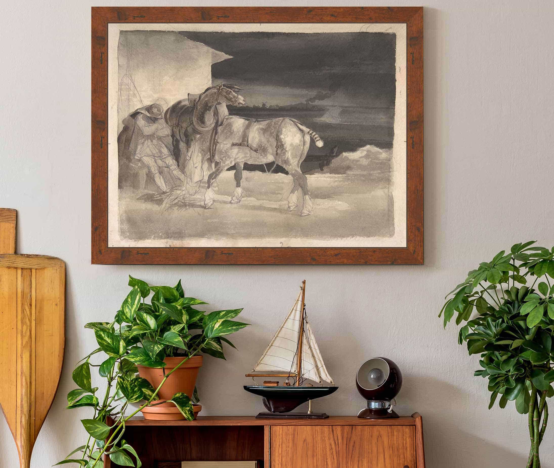 Two Draft Horses With A Sleeping Driver by Theodore Gericault - Image 2