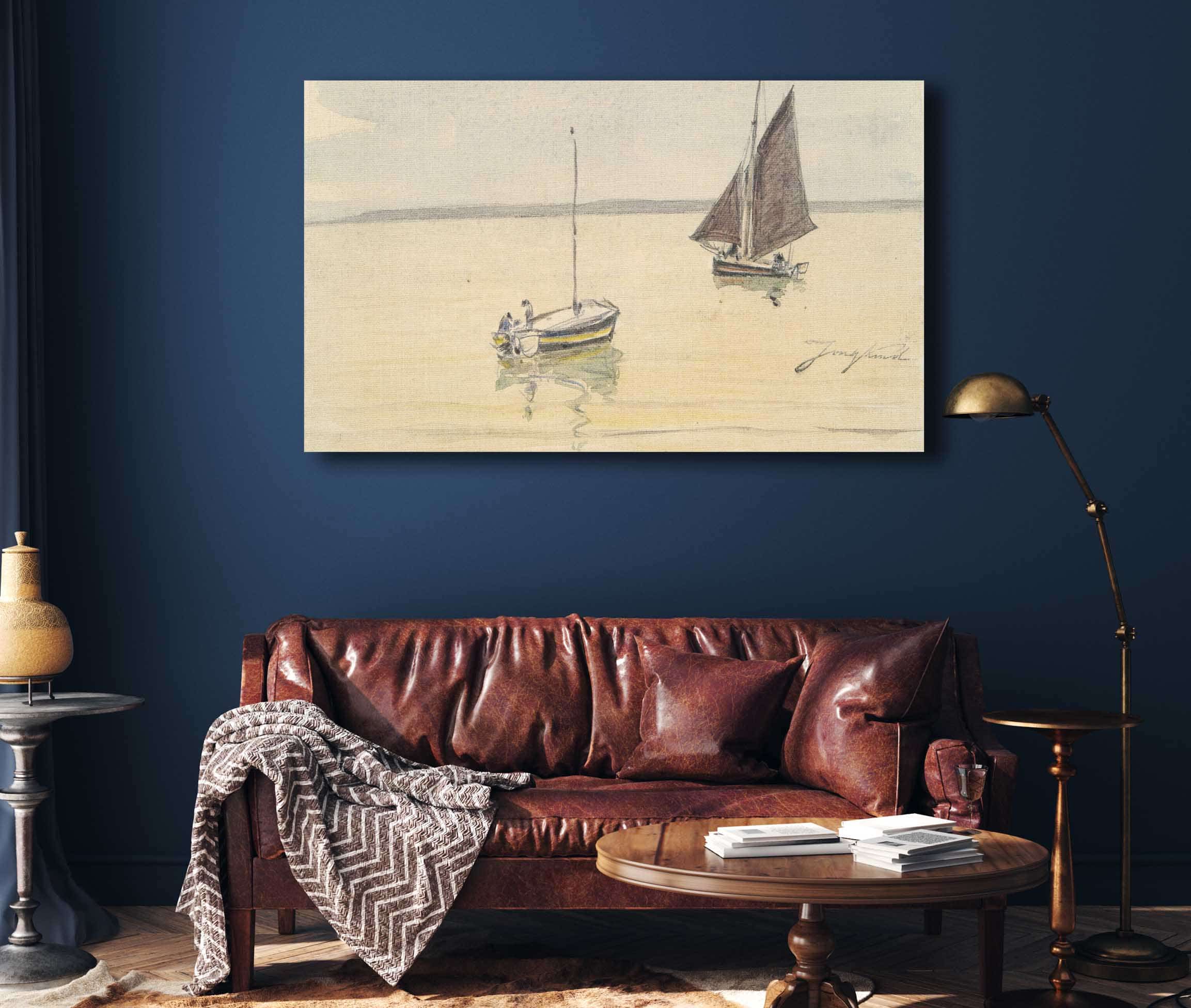 Two Fishing Boats On Calm Water Mid To Late Th Century by Johan Barthold Jongkind - Image 4