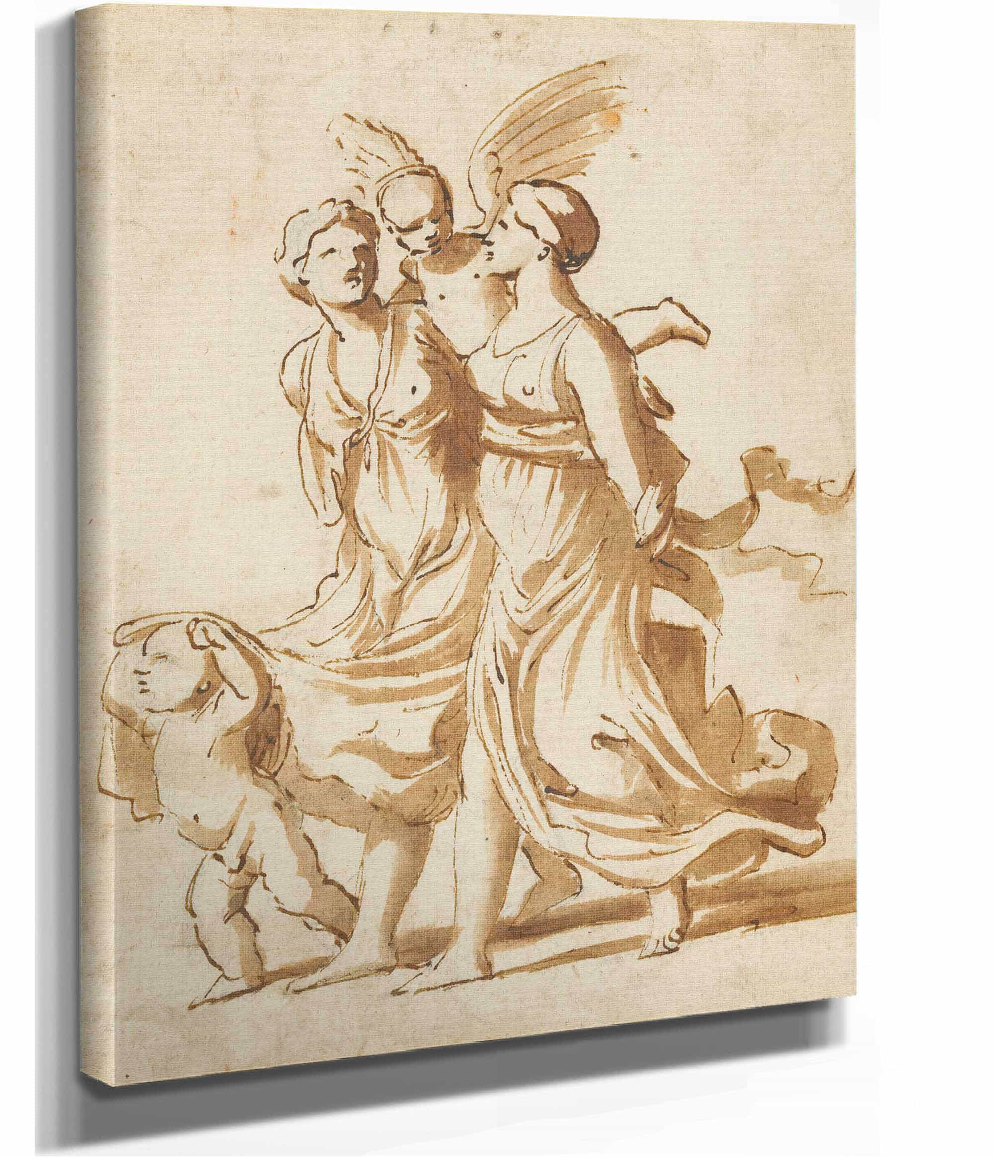 Two Girls Accompanied By Cupid by Nicolas Poussin - Image 2