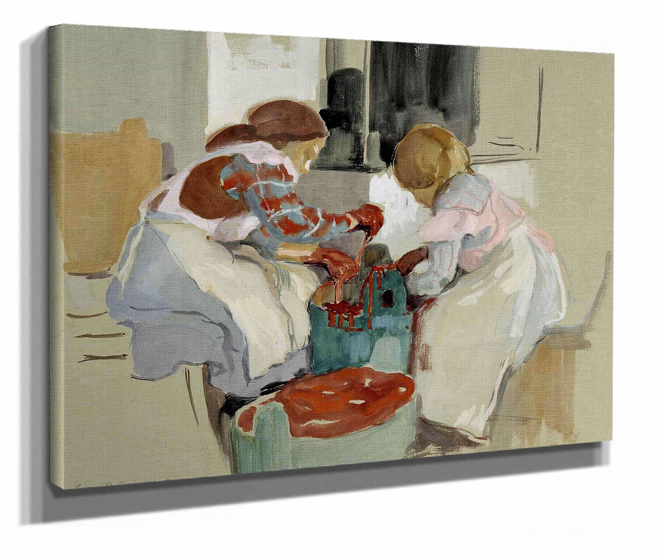 Two Girls Dyeing Fabric by Eero Jarnefelt