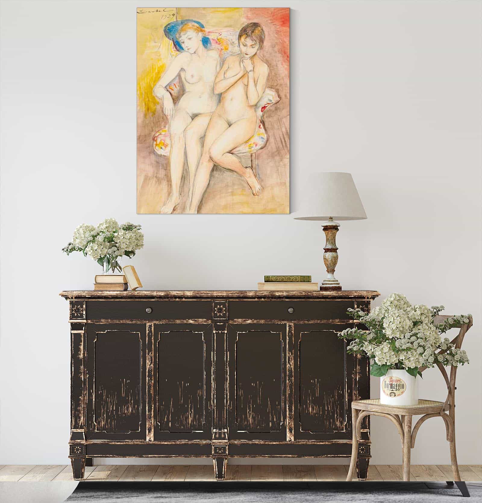 Two Girls In A Chair by Nils Dardel - Image 4
