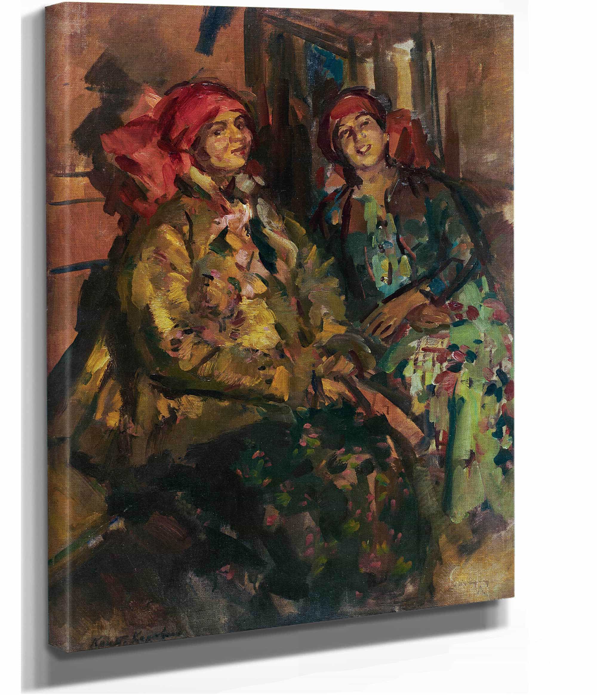 Two Girls In Peasant Costumes by Konstantin Alexeevich Korovin - Image 2
