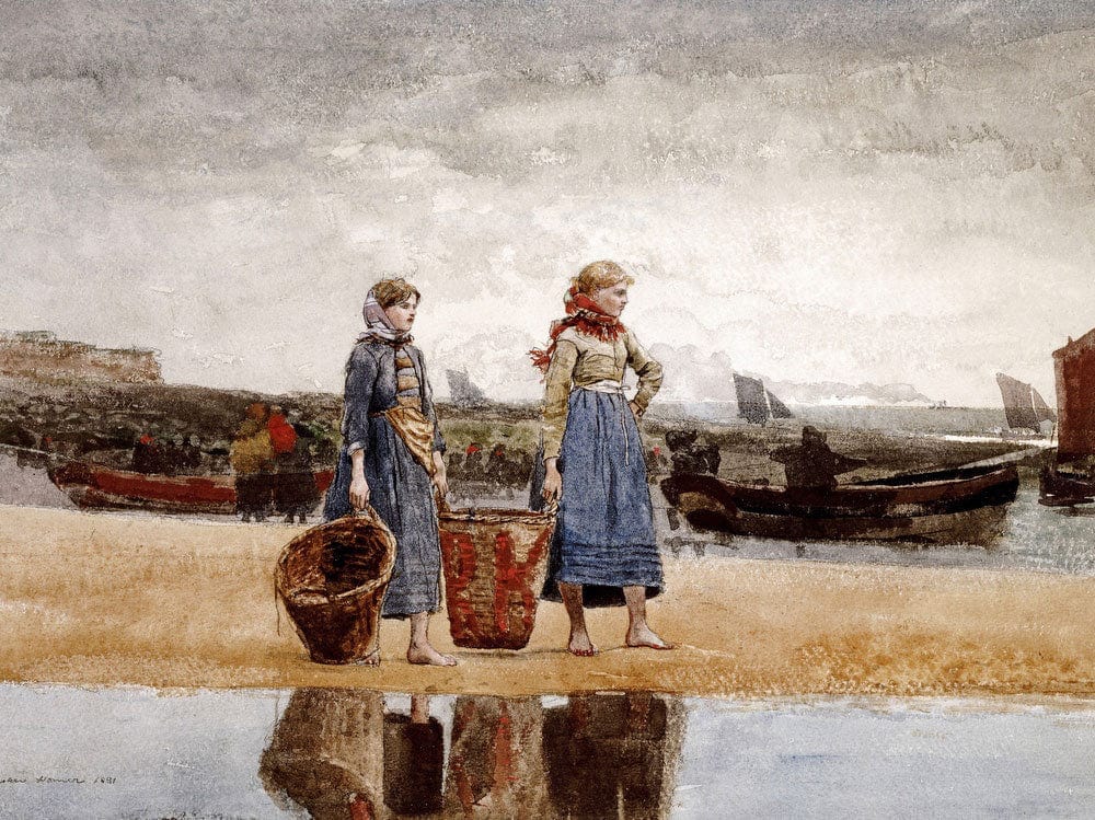 Two Girls On The Beach, Tynemouth By Winslow Homer - Image 5