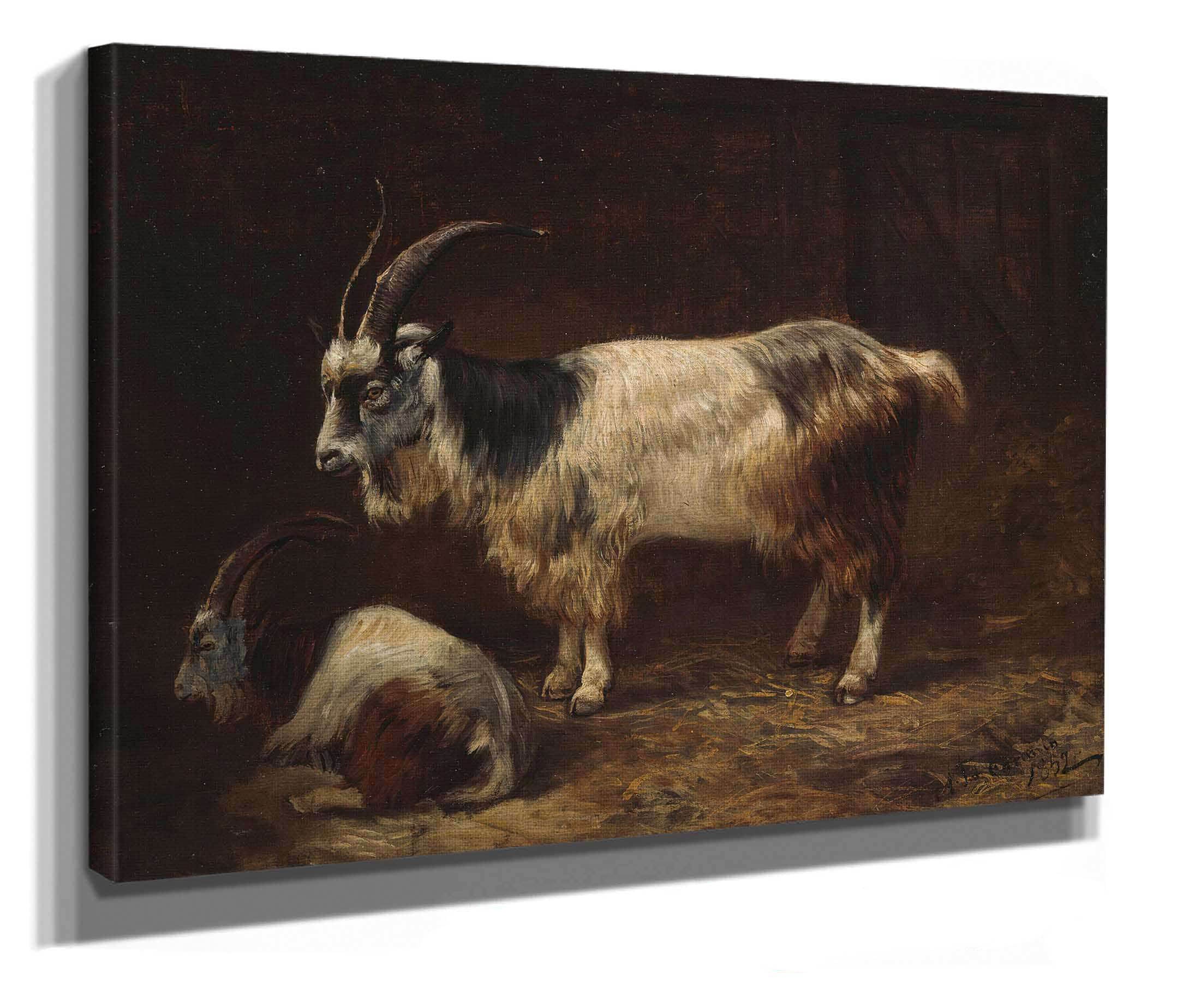 Two Goats by Adolph Tidemand - Image 2