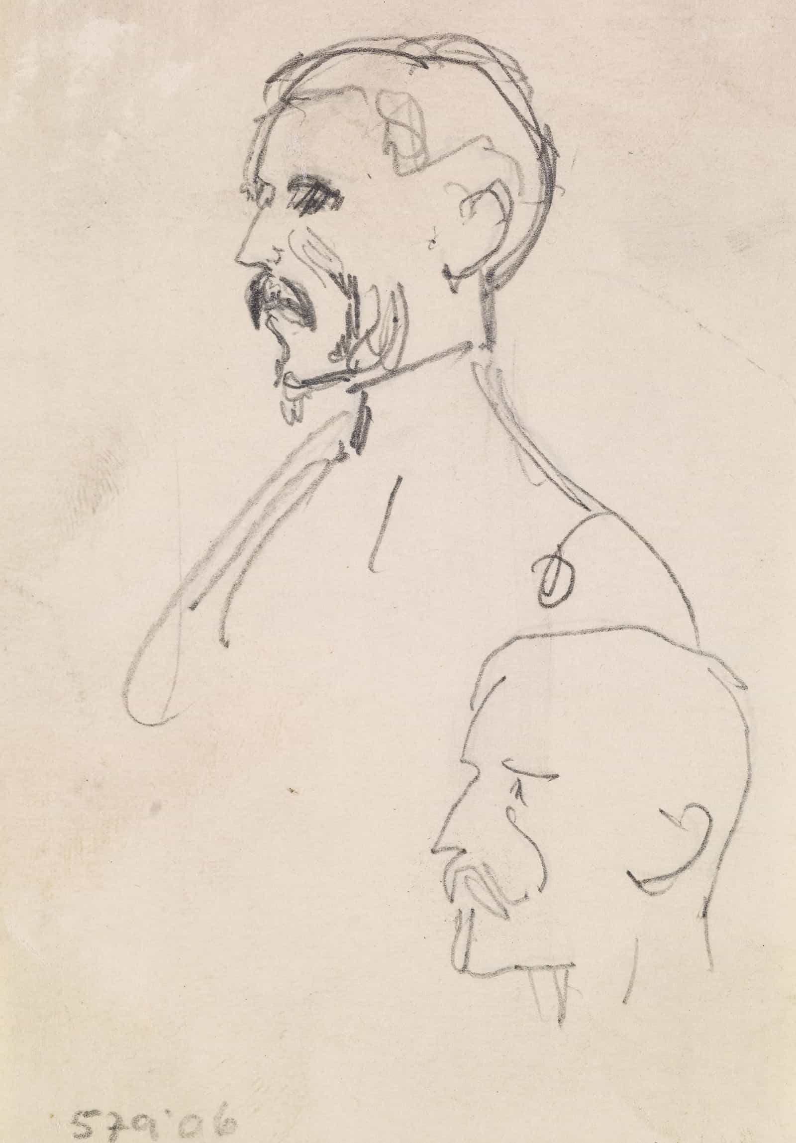 Two Head Studies In Profile by Sir John Everett Millais