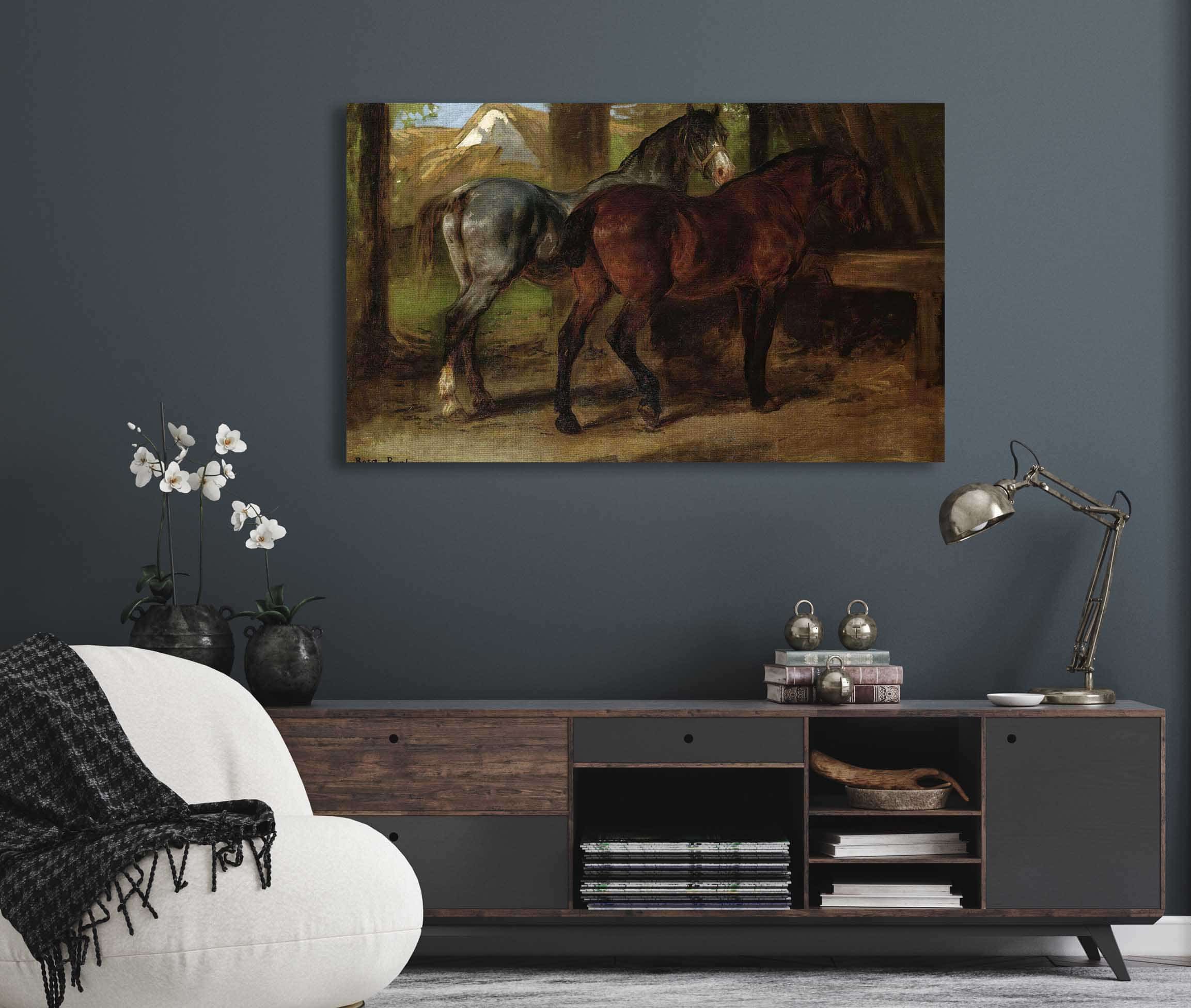 Two Horses In A Stable by Rosa Bonheur - Image 5