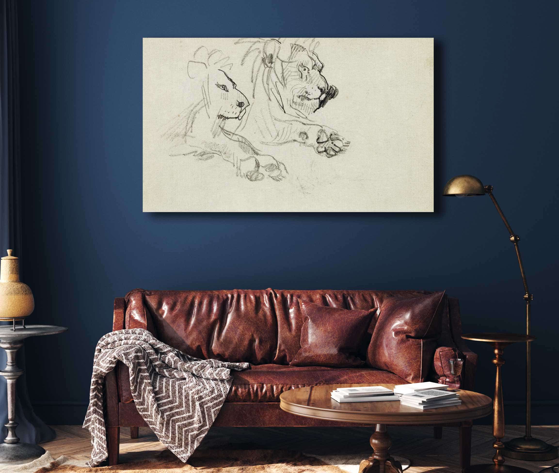 Two Lion Studies by Theodore Gericault - Image 4