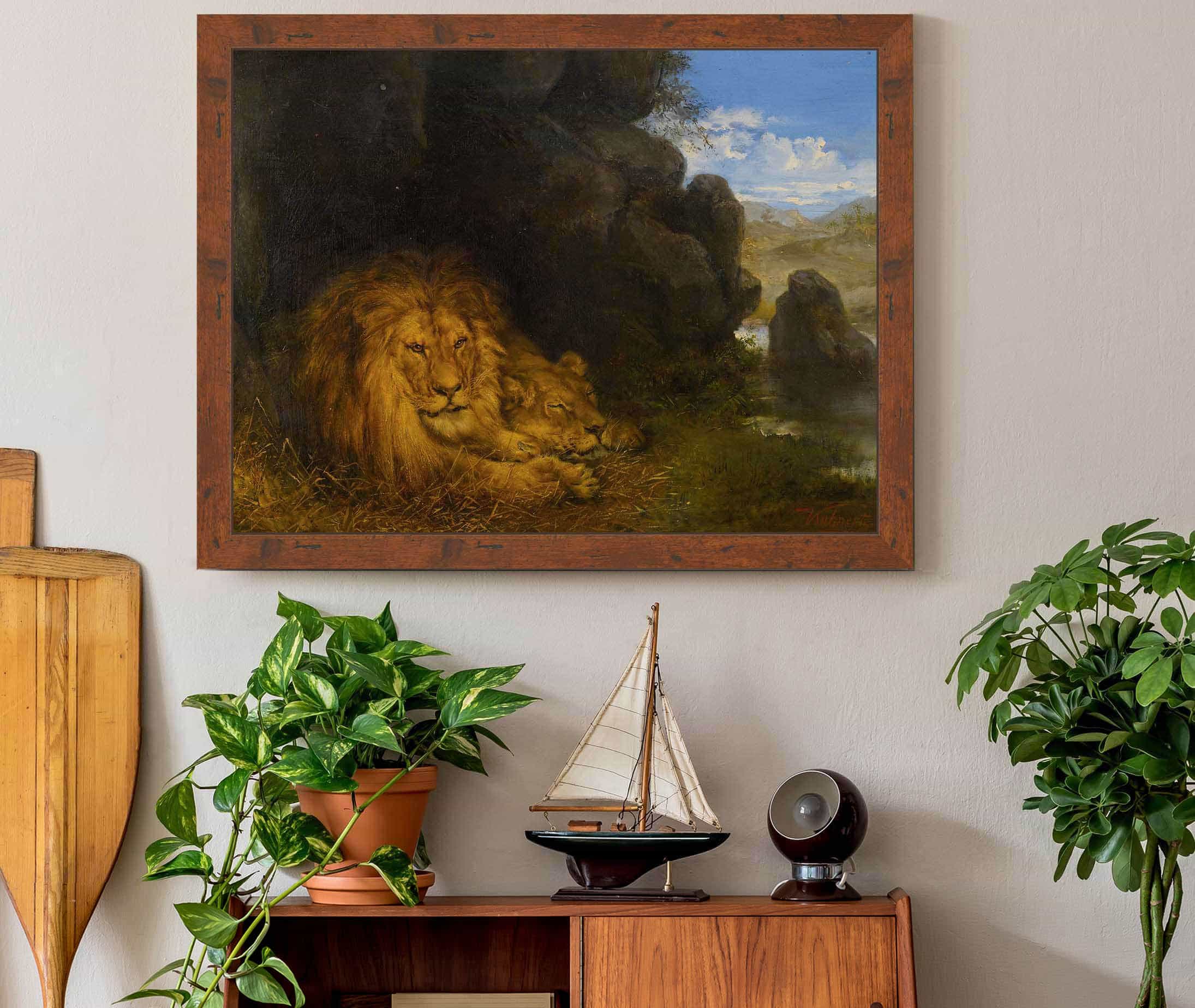 Two Lions In A Cave by Wilhelm Kuhnert - Image 3