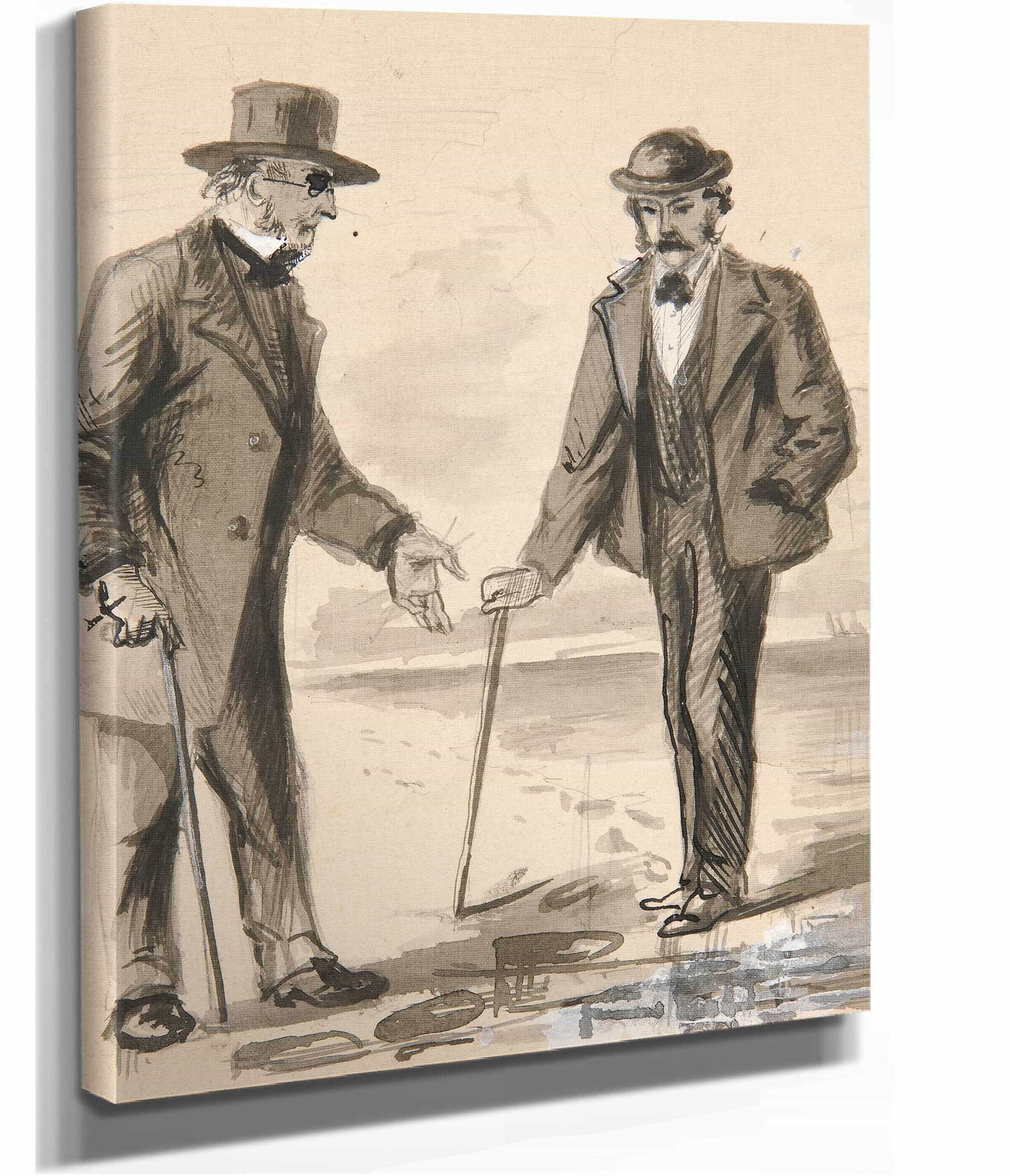 Two Men Conversing On Seashore by Edwin Austin Abbey - Image 2