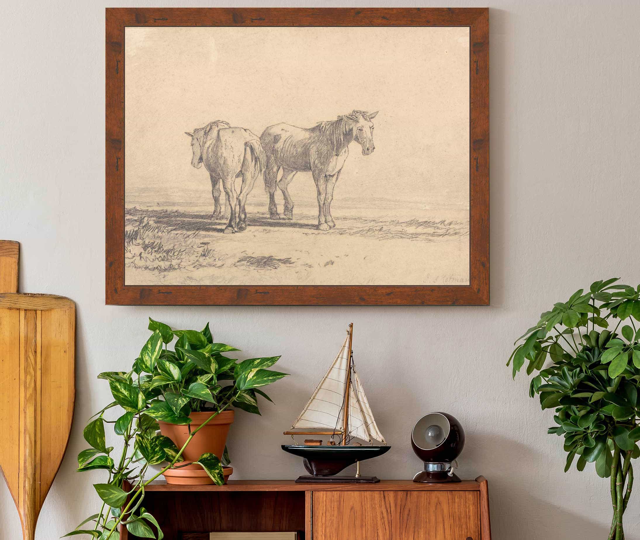Two Old Horses Standing In A Field by John Sell Cotman - Image 3