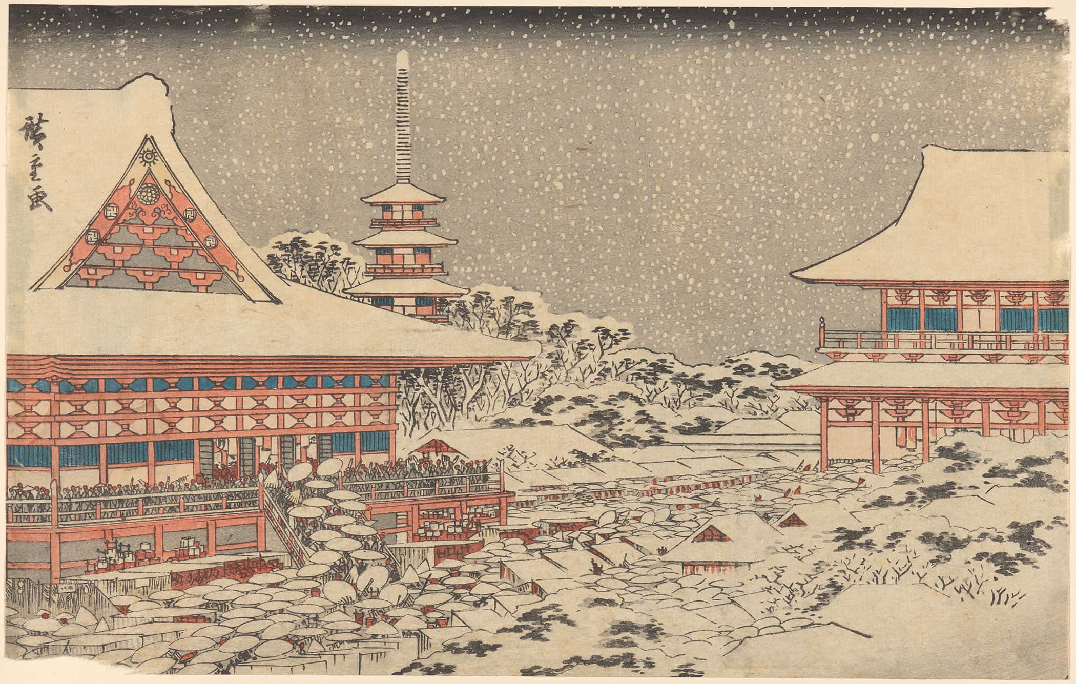 Two Red Pavilions In Snow by Ando Hiroshige - Image 2
