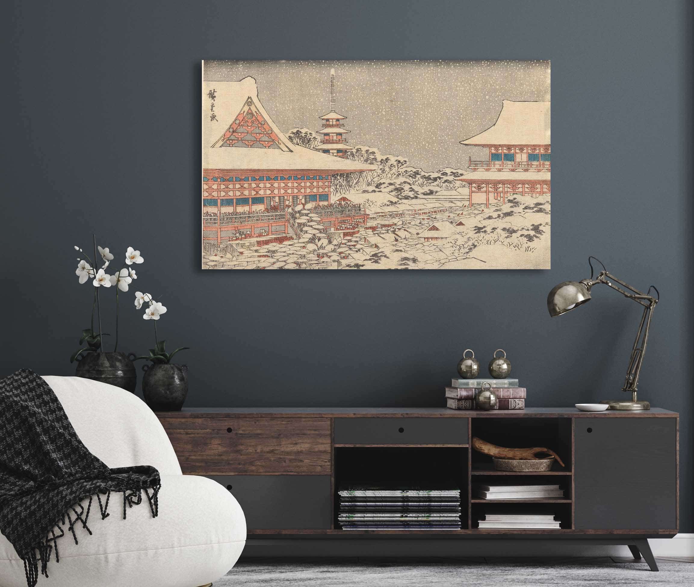 Two Red Pavilions In Snow by Ando Hiroshige - Image 5