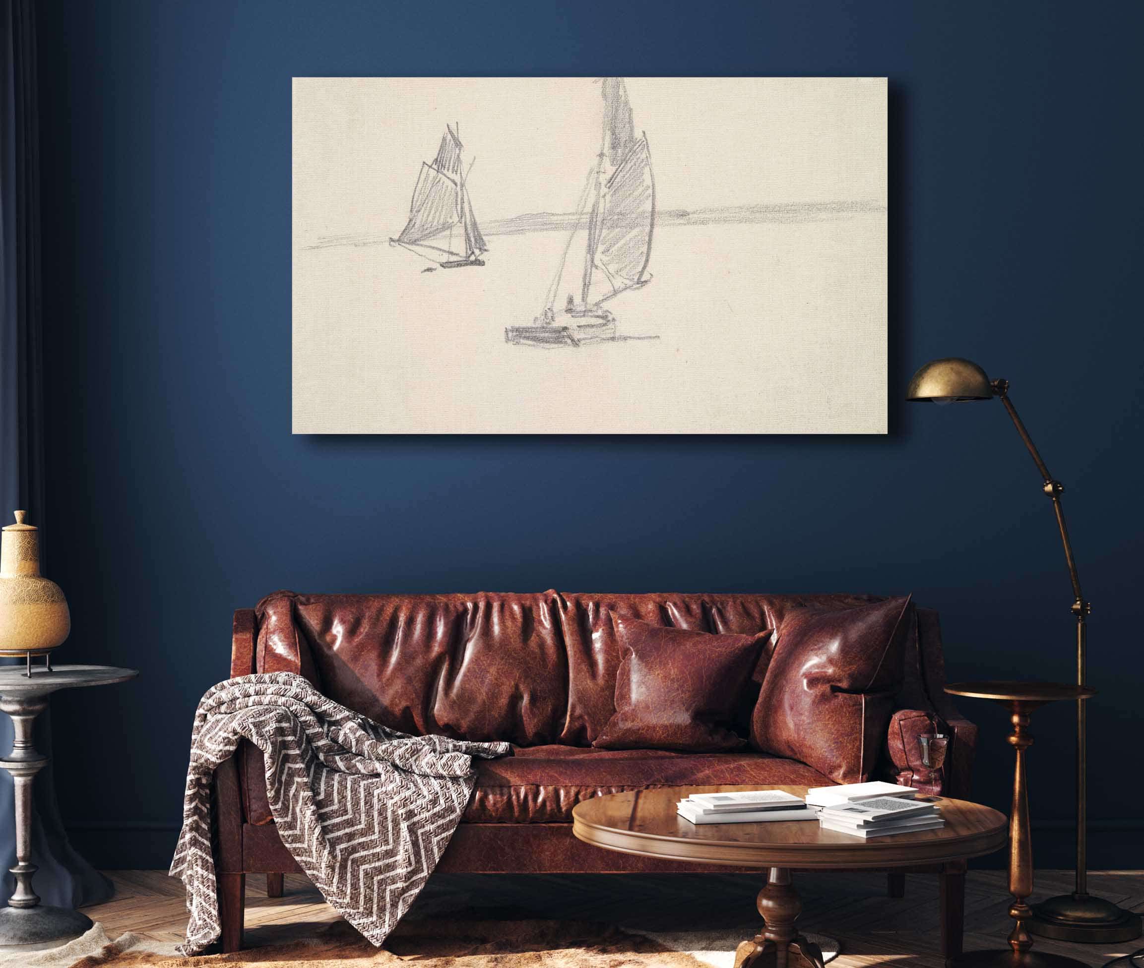 Two Sailboats On Calm Water Mid To Late Th Century by Johan Barthold Jongkind - Image 4