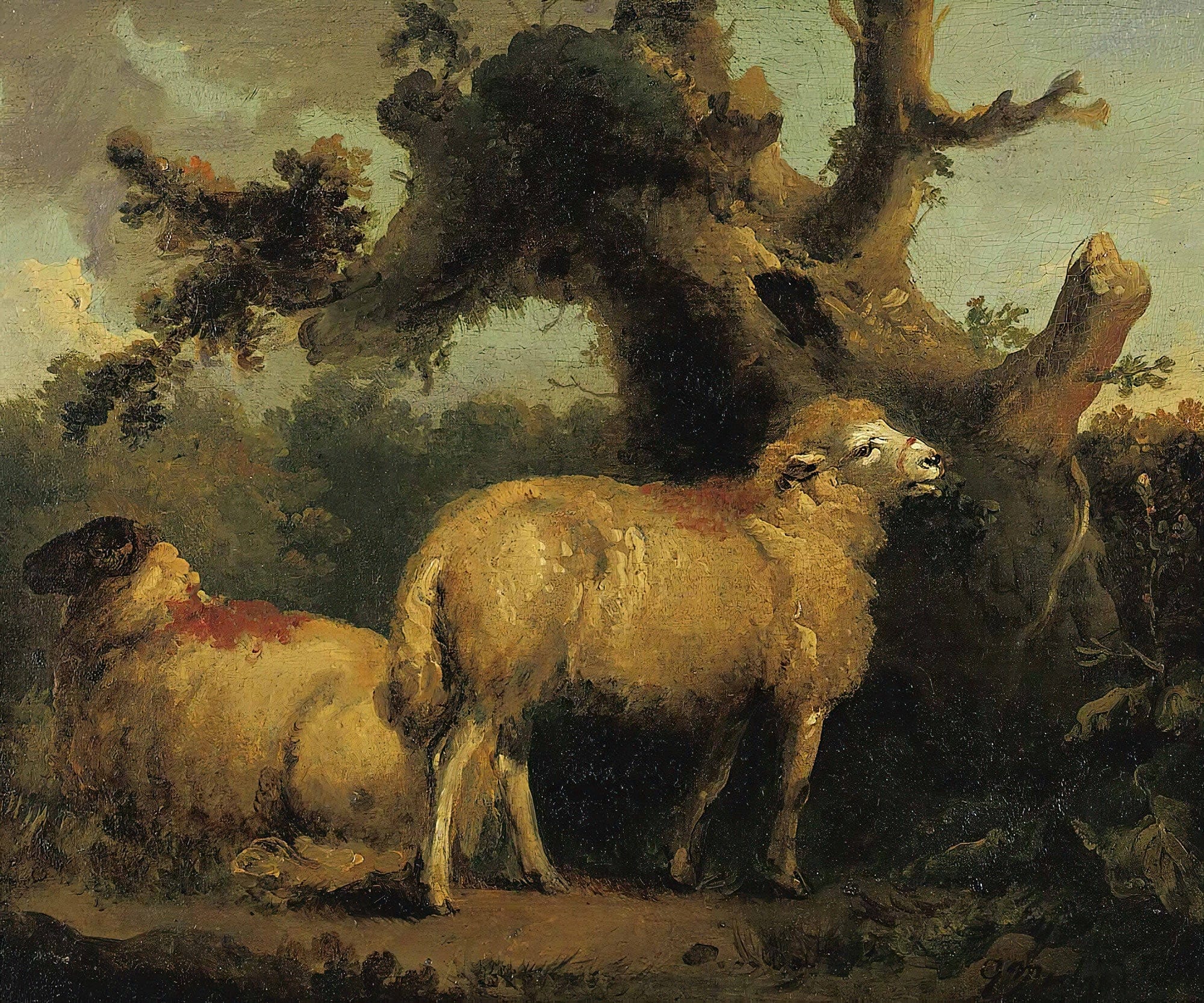 Two Sheep In A Landscape by George Morland - Image 2